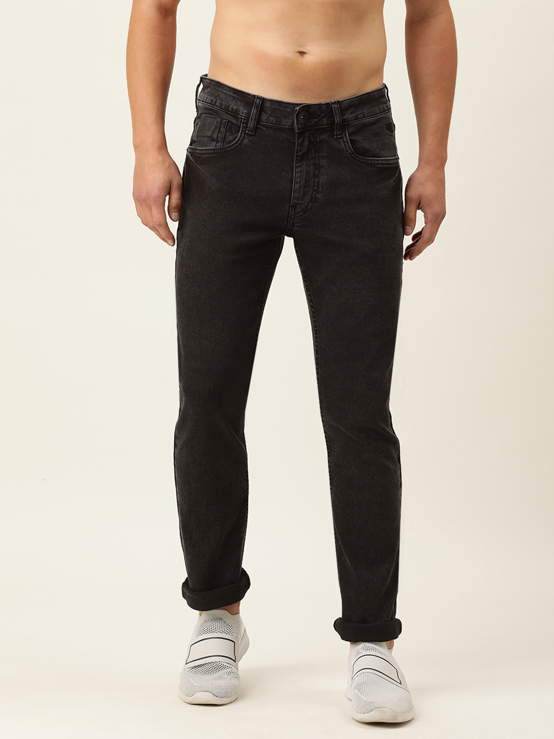 Flying Machine Men Black Slim Tapered Micheal Fit Stretchable Jeans