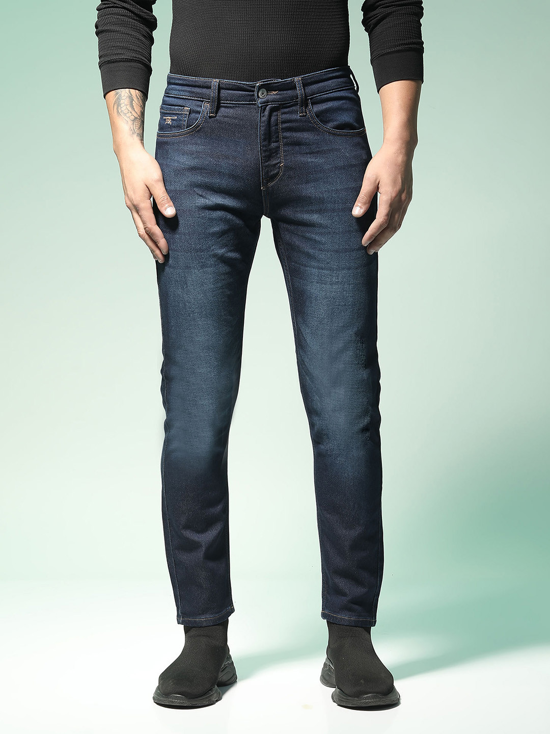 Flying Machine Men Blue Michael Slim Tapered Fit Light Fade Stretchable Jeans