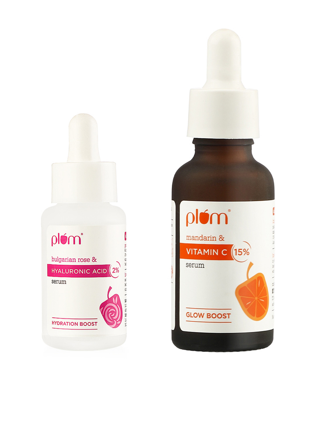 Plum Set of 15% Vitamin C Face Serum with Mandarin & 2% Hyaluronic Acid Face Serum