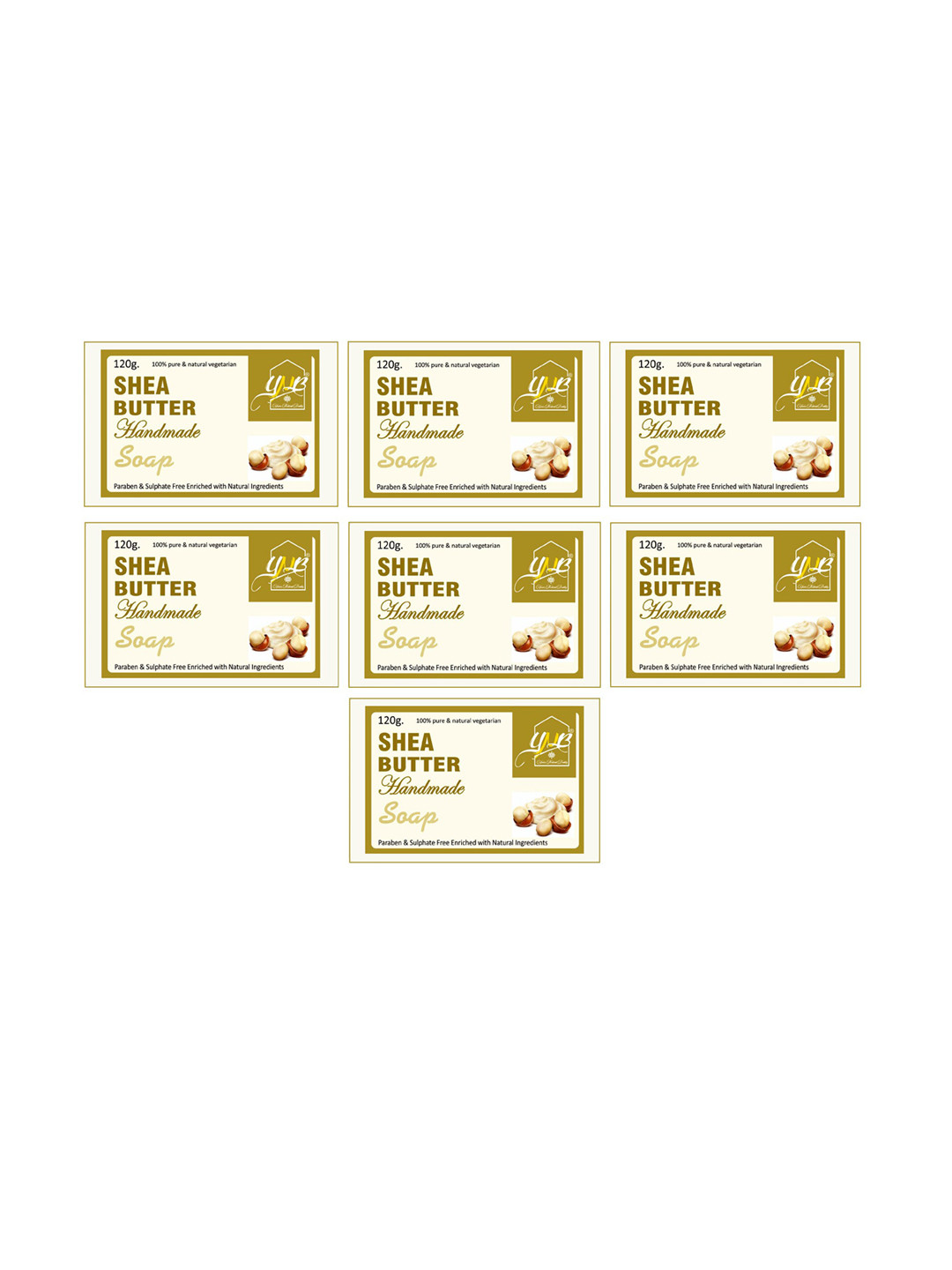 YNB YOURS NATURAL BUDDY Unisex White Organic Shea Butter Handmade Soap Pack of 7