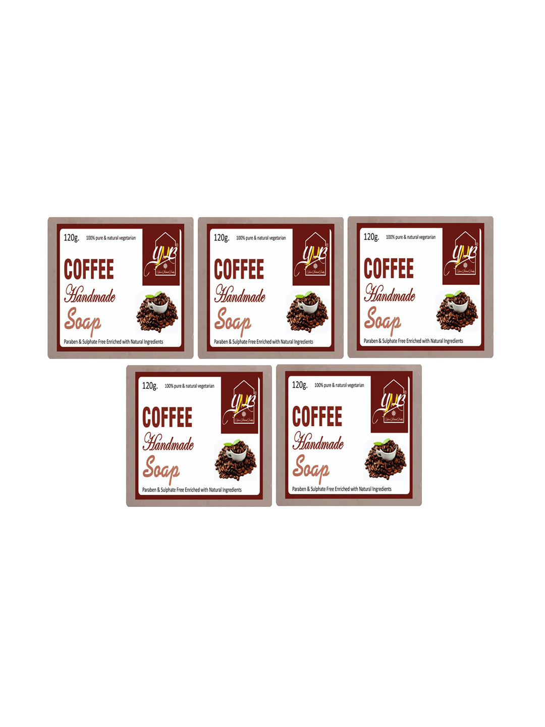 YNB YOURS NATURAL BUDDY Pack of 5 Organic Coffee Handmade Paraben Free Soap