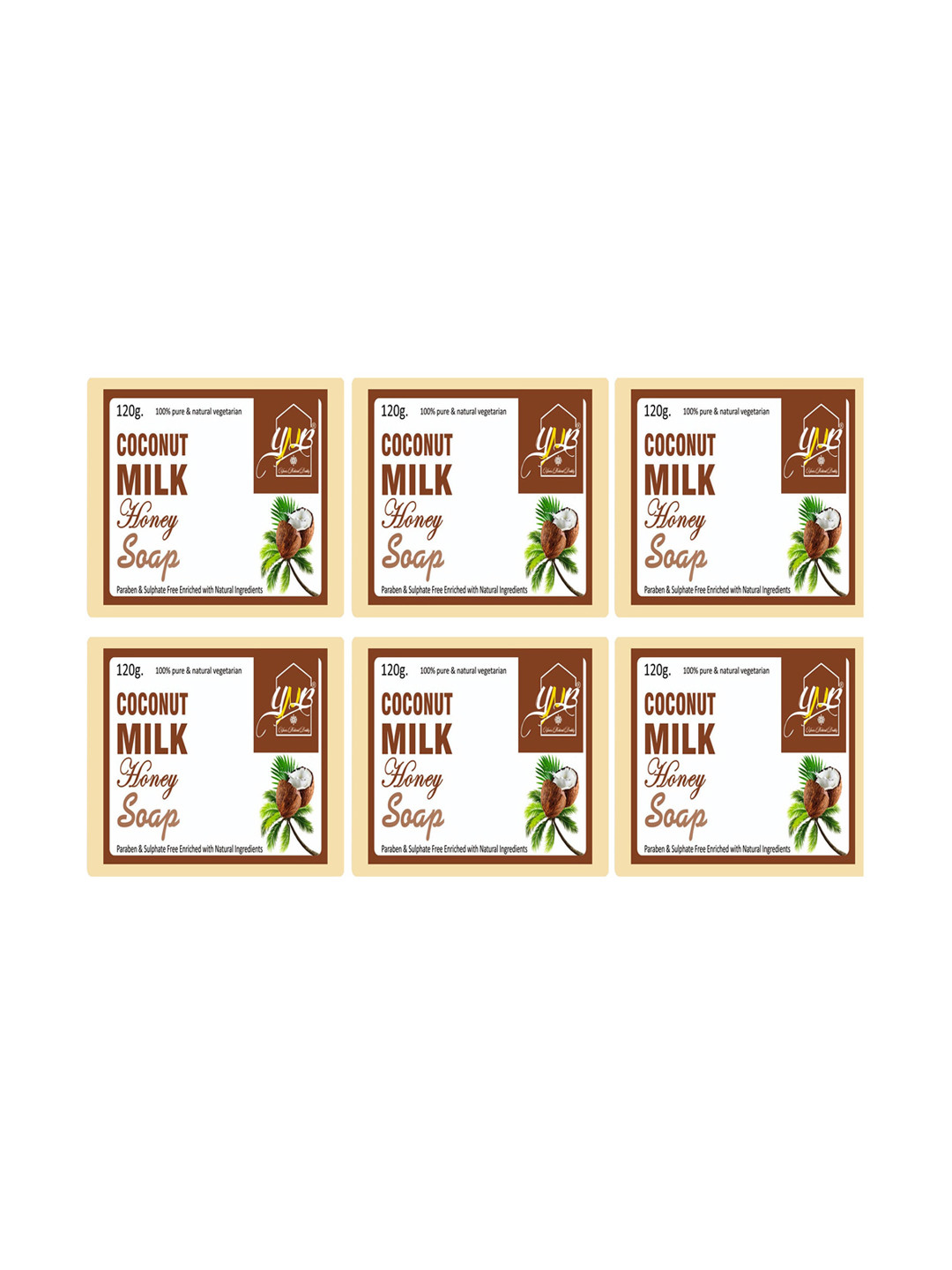 YNB YOURS NATURAL BUDDY Pack of 6 Organic Coconut Milk & Honey Handmade Soap