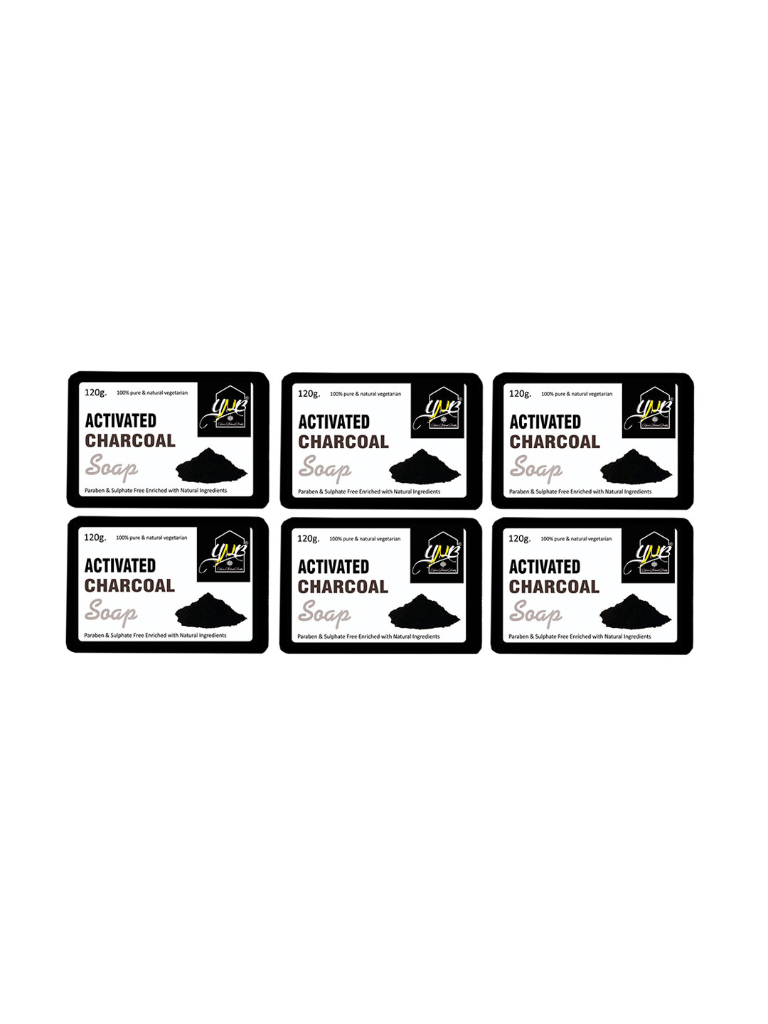YNB YOURS NATURAL BUDDY Pack Of 6 Organic Charcoal Soap 720 gm