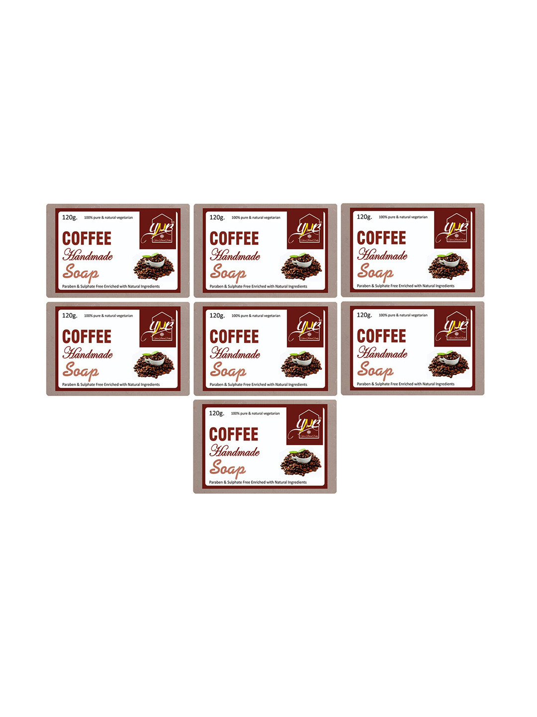 YNB YOURS NATURAL BUDDY Pack of 7 Organic Coffee Handmade SLS & Paraben Free Soap