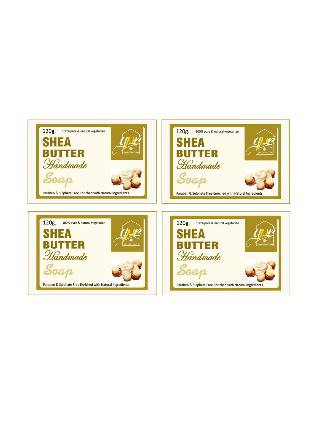 YNB YOURS NATURAL BUDDY Pack of 4 Organic Shea Butter Handmade SLS & Paraben Free Soap