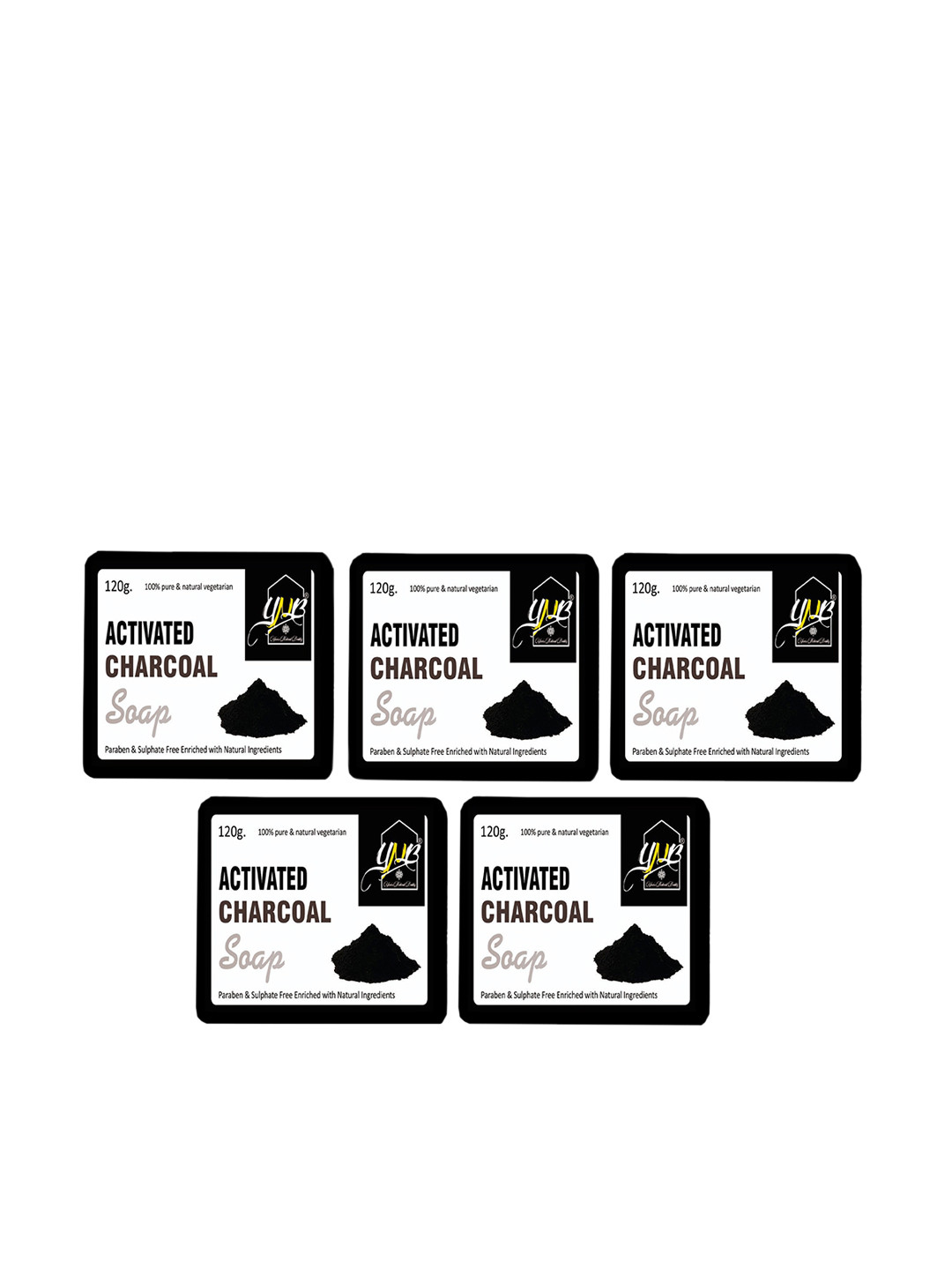 YNB YOURS NATURAL BUDDY Pack of 5 Organic Charcoal Handmade SLS & Paraben Free Soap