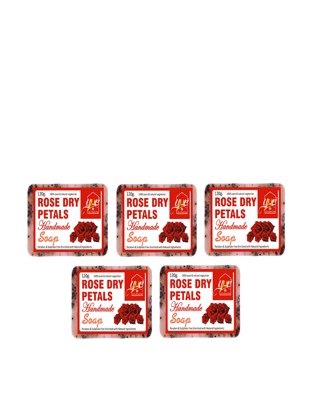 YNB YOURS NATURAL BUDDY Unisex Red Organic Rose Dry Petals Handmade Soap Pack of 5