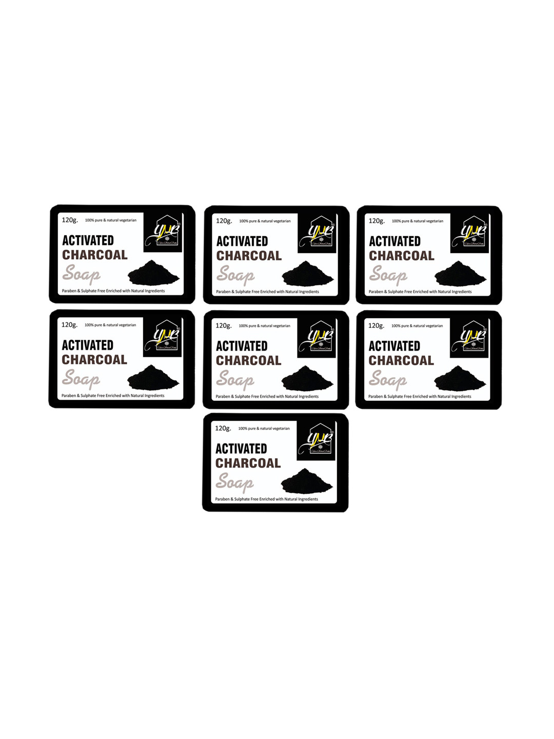 YNB YOURS NATURAL BUDDY Unisex Black Organic Charcoal Handmade Soap Pack of 7