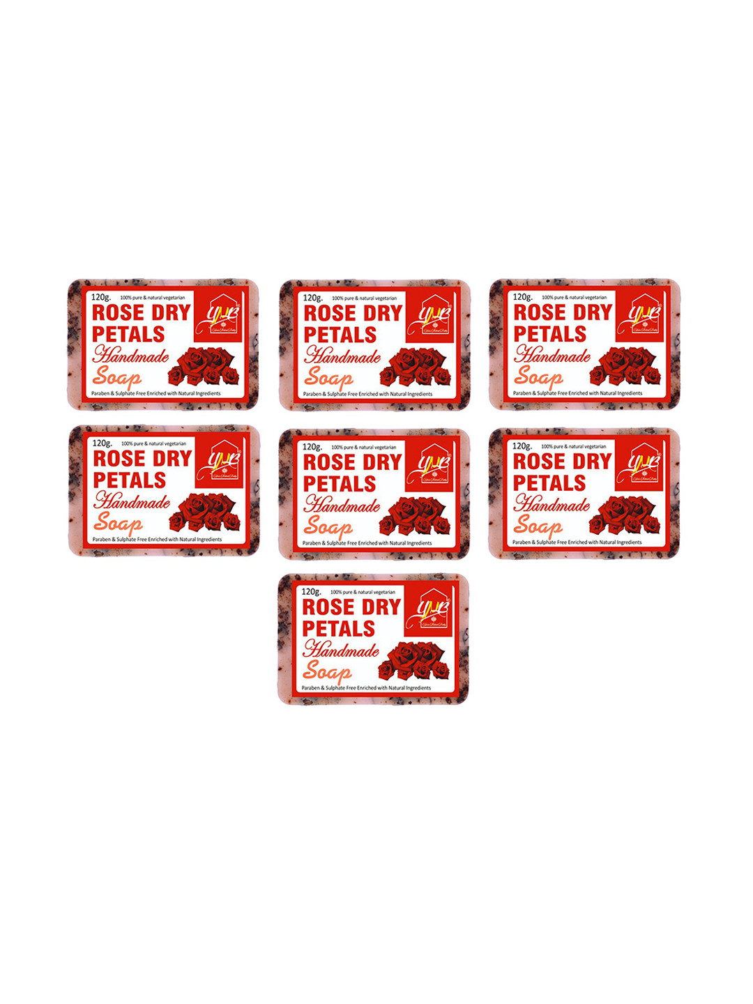 YNB YOURS NATURAL BUDDY Pack of 7 Organic Rose Dry Petals Handmade Soap