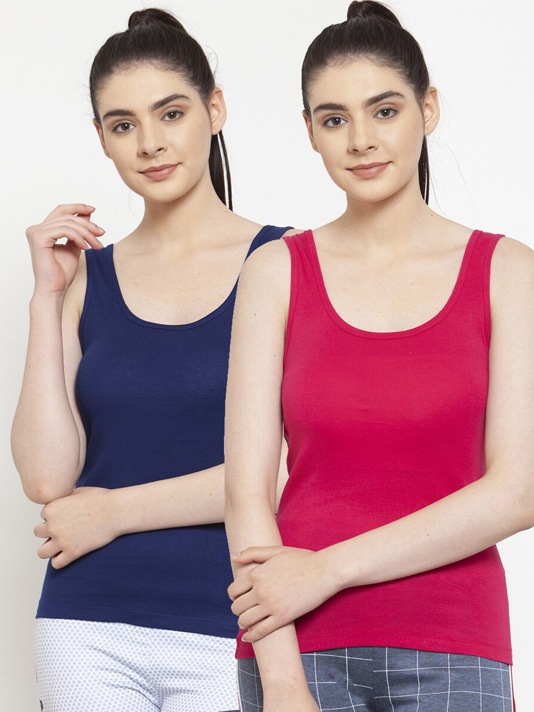 Friskers Woman Pack of 2 Blue & Pink Tank Top