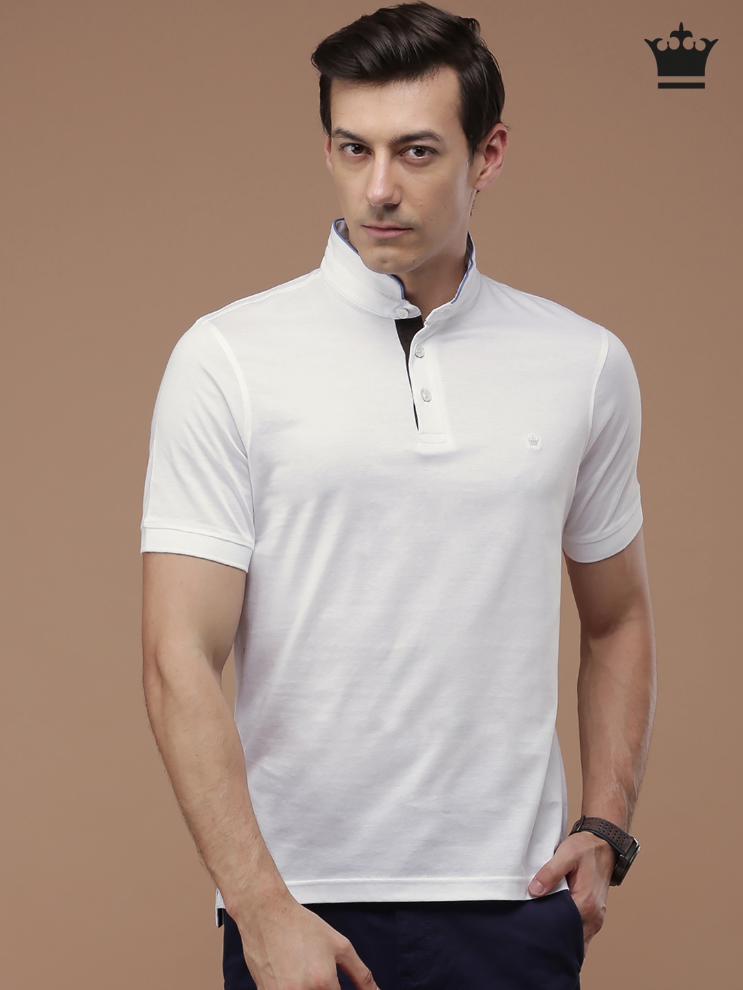 Louis Philippe White T-Shirt - (LPKPMRGF066868) in Delhi at best