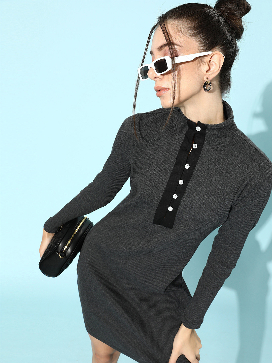 KASSUALLY Women Beautiful Grey Solid Dress