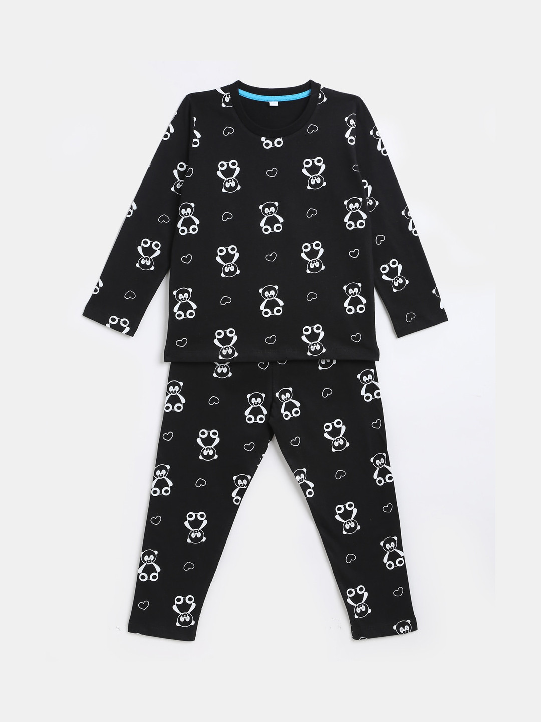 YK Boys Black & White Printed Pure Cotton Night suit
