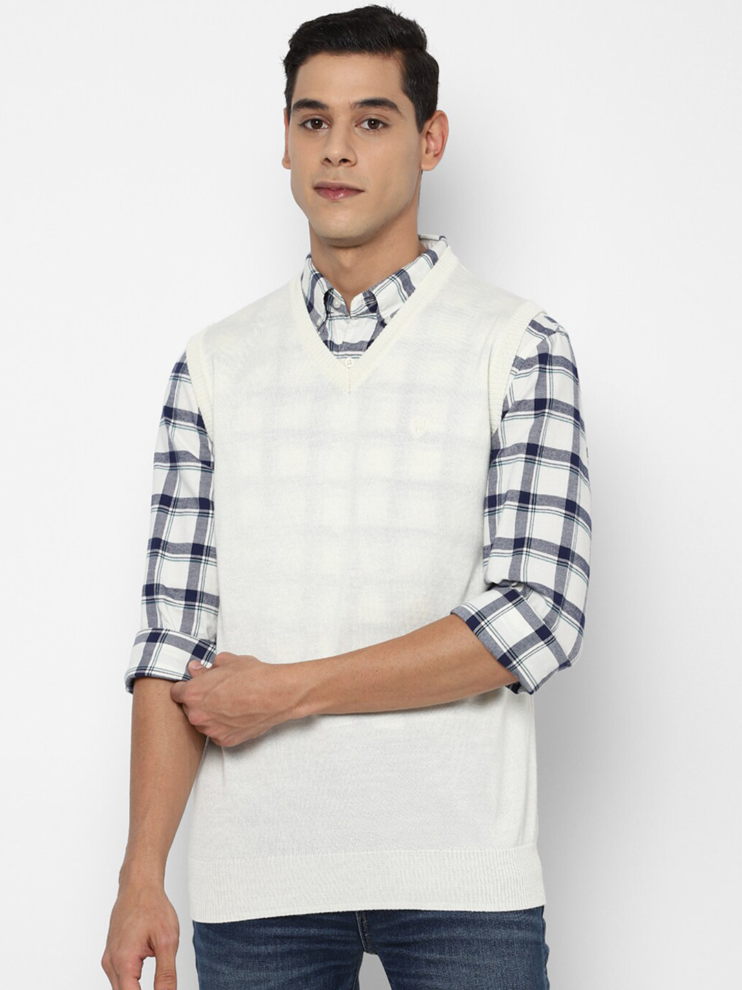 Allen Solly Men White Sweater Vest