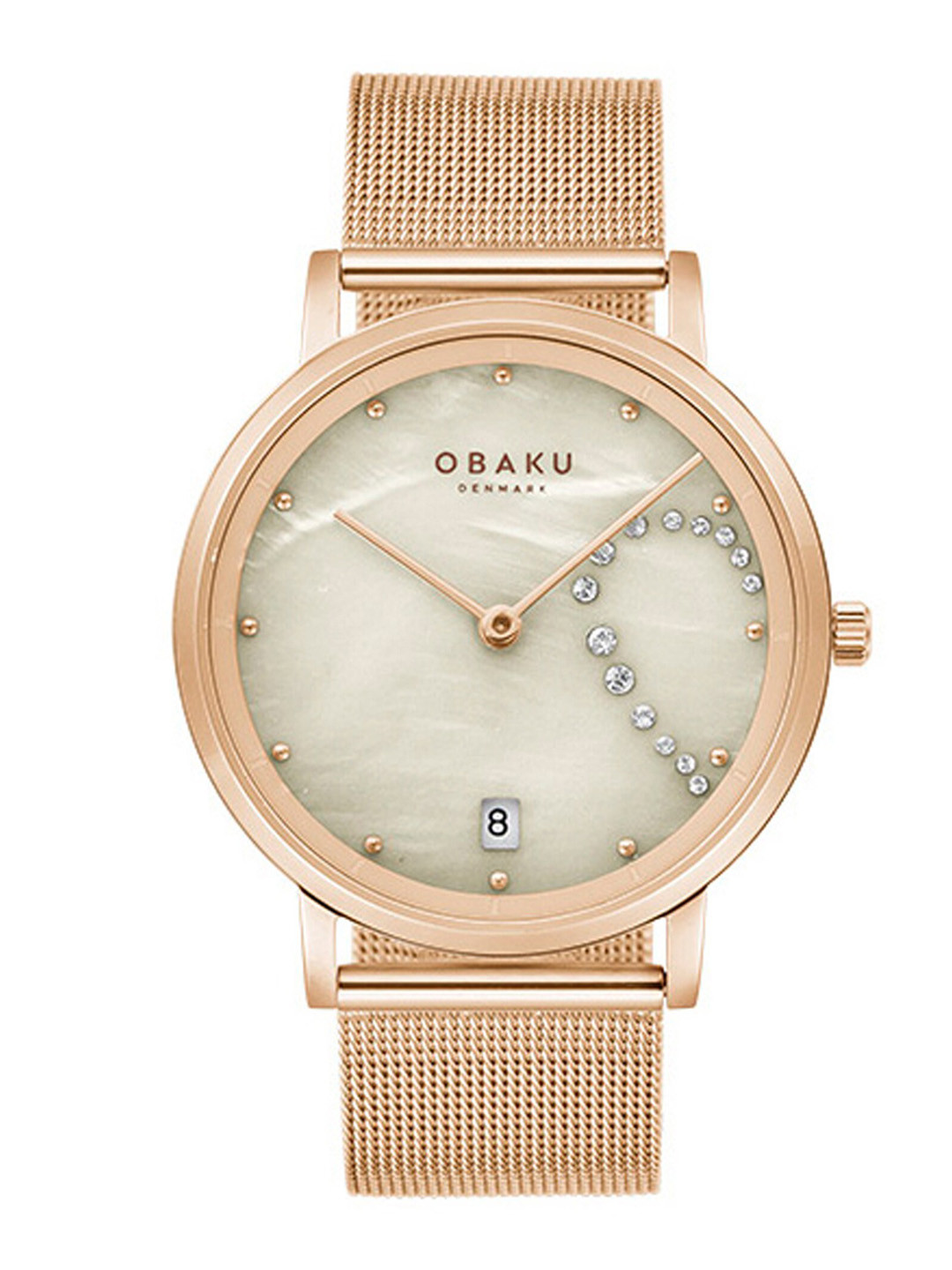 Obaku Women Cream-Coloured Brass Dial & Rose Gold Toned Analogue Watch V248LHVJMV