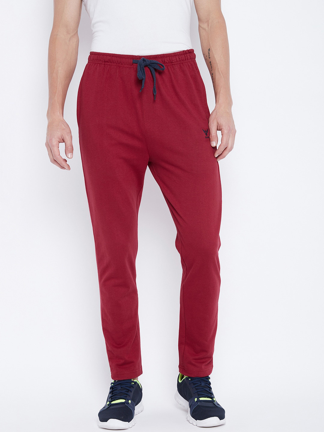 Adobe Men Burgundy Solid Track Pants
