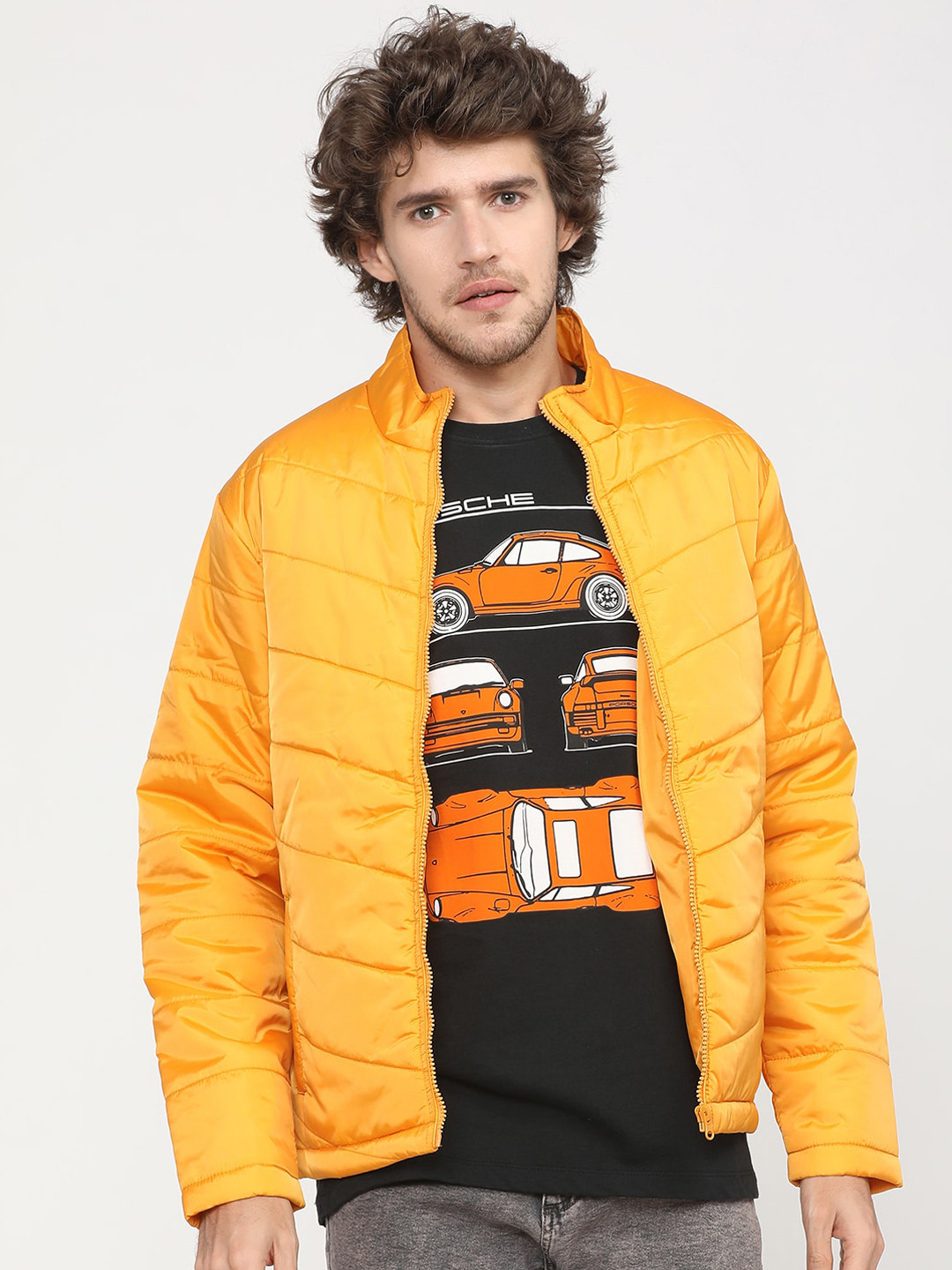 HIGHLANDER Men Yellow Solid Puffer Jacket