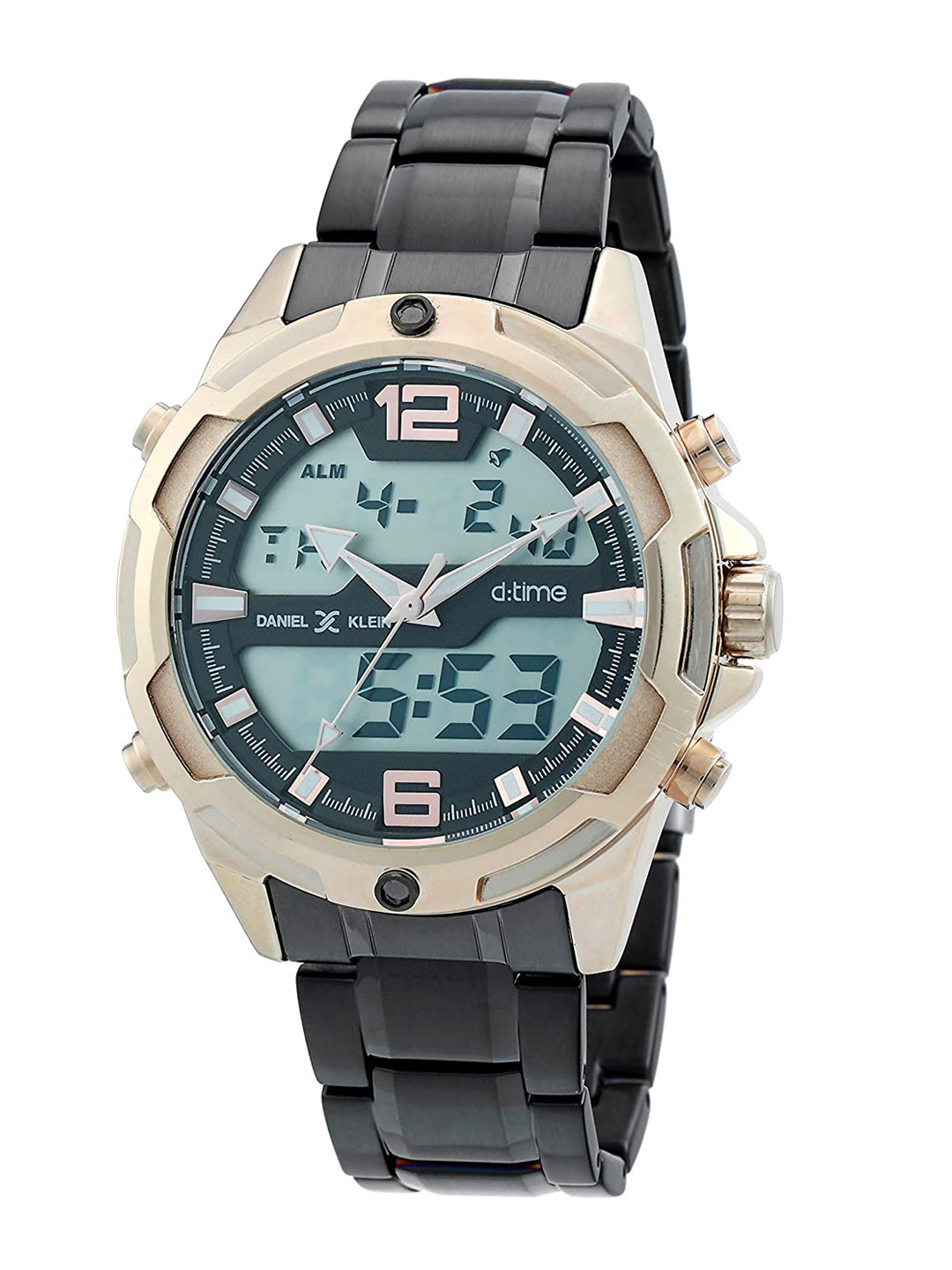 Daniel Klein Men Black Dial & Black Bracelet Style Straps Analogue and Digital Watch