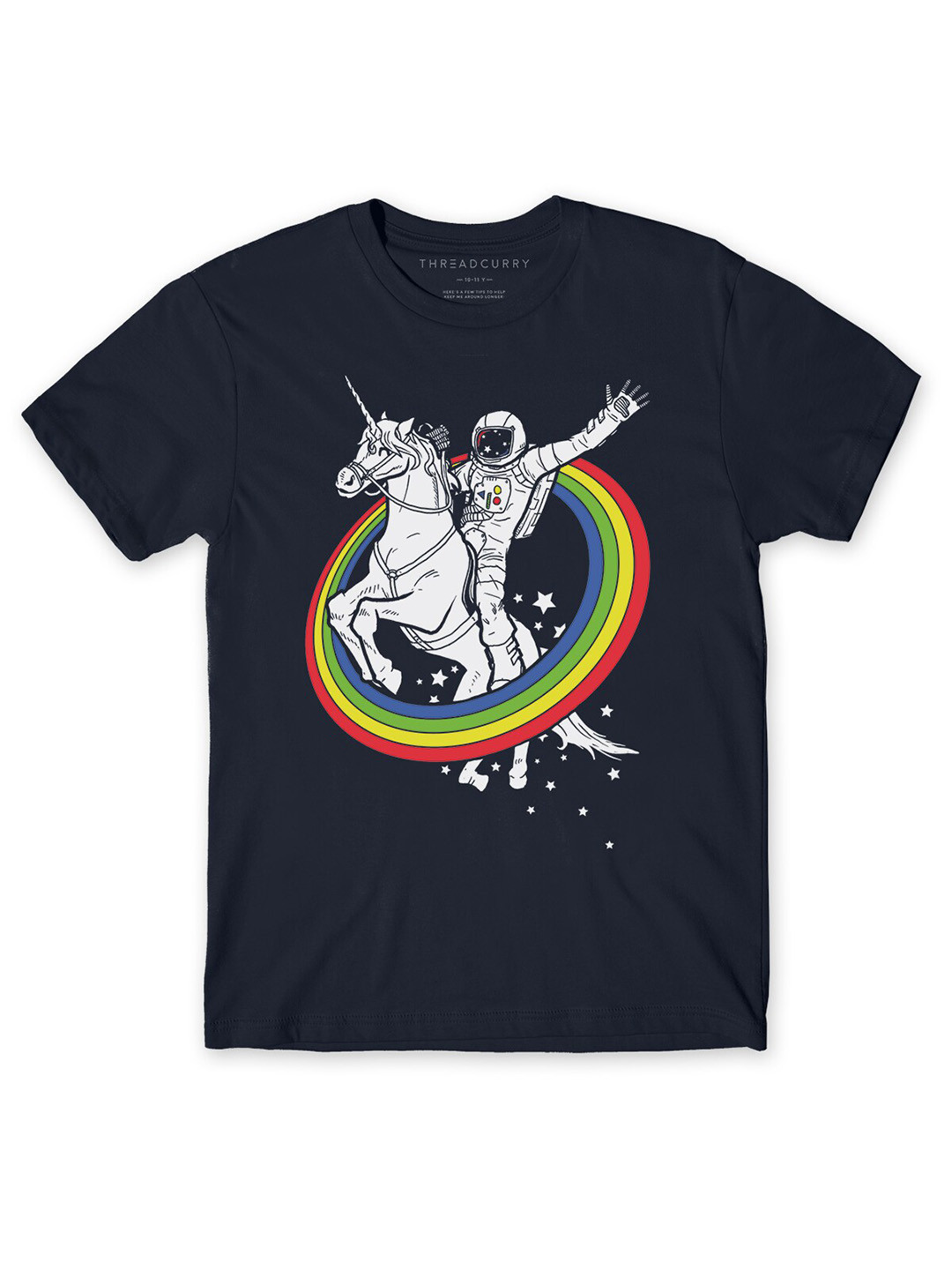 THREADCURRY Boys Navy Blue Astronaut Print Tshirt