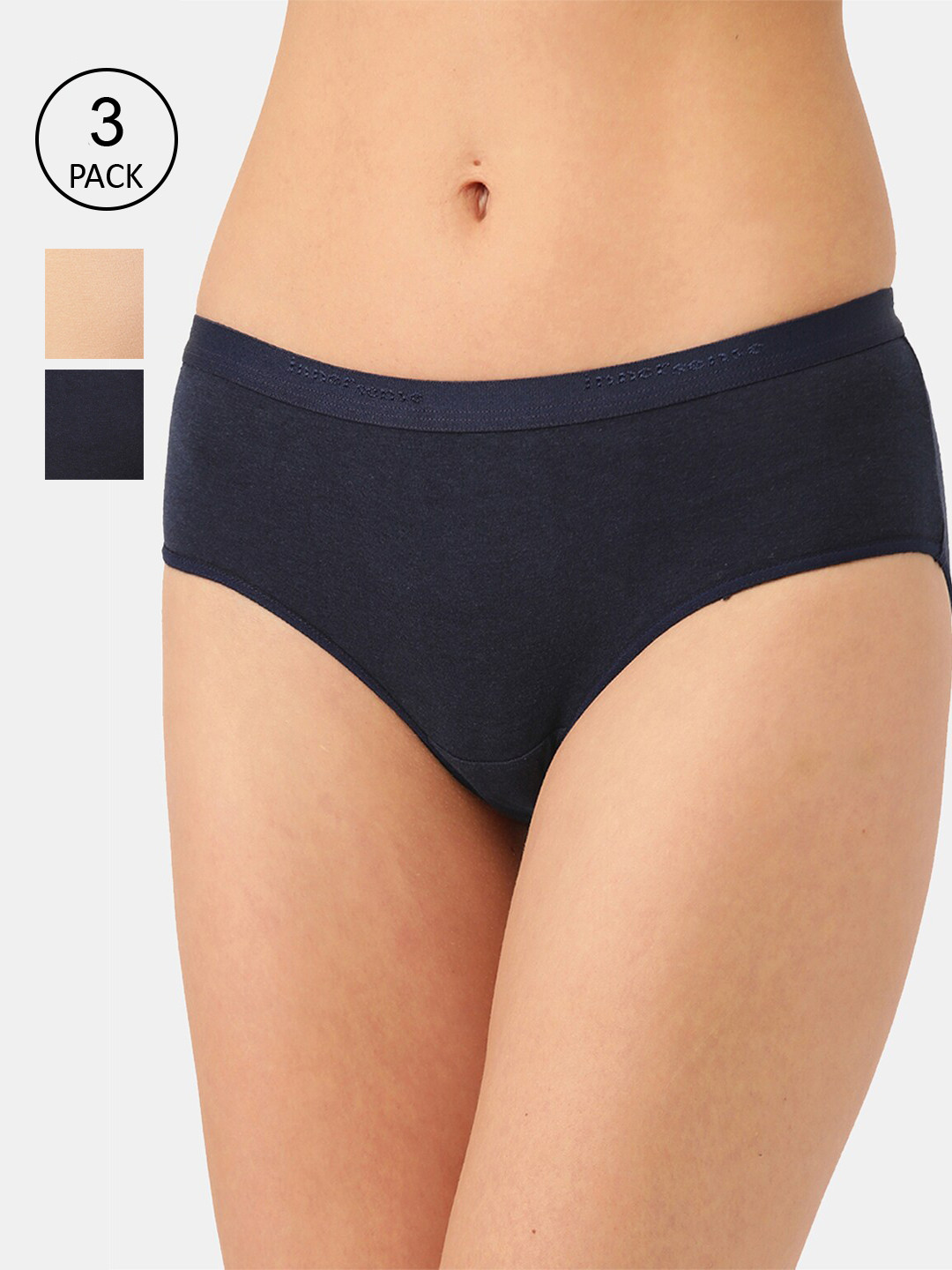 Inner Sense Women Multicolor Organic Cotton Antimicrobial High waist Hipster (Pack of 3)