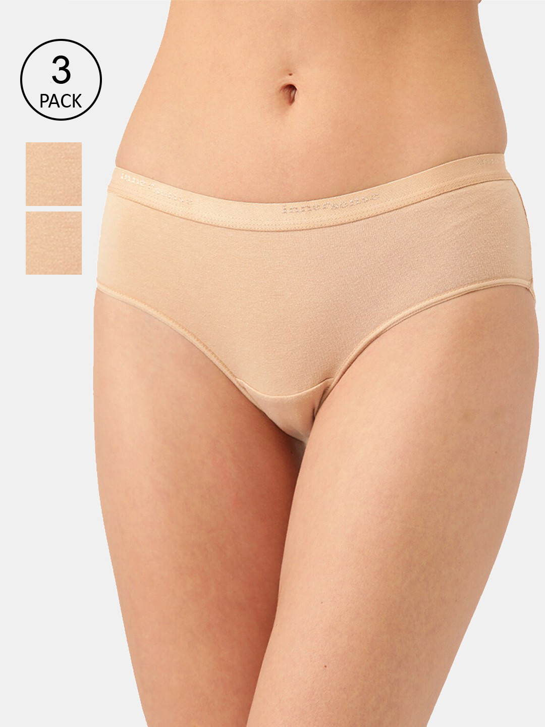 Inner Sense Women Pack of 3 Organic Cotton Hipster Briefs - ISP002-Skin_Skin_Skin