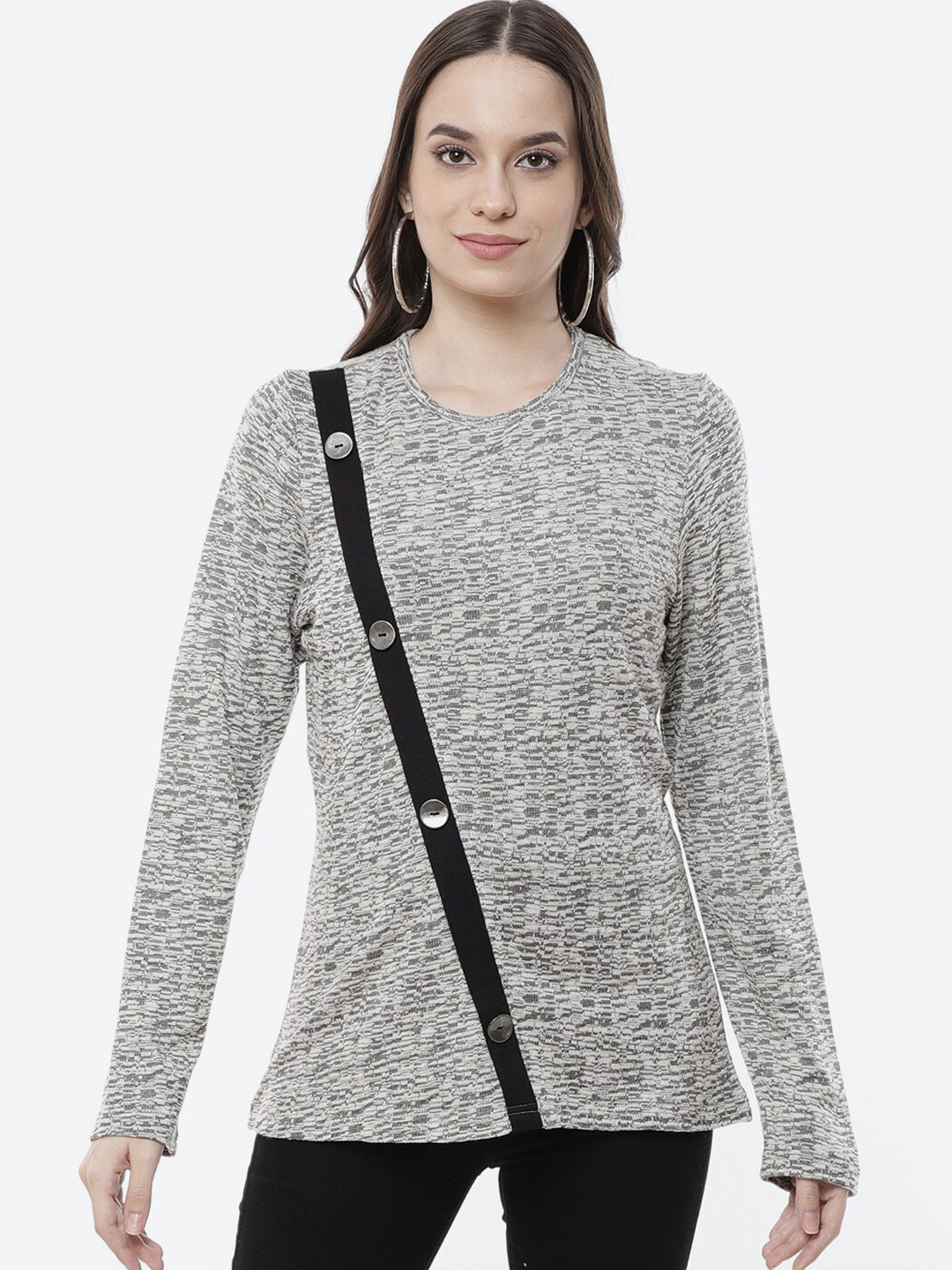 Kurti's by Menka Woman Grey Regular Top