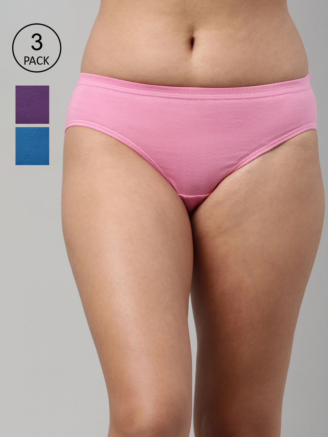 Feelings Women Pack Of 3 Assorted Pure Cotton Hipster Briefs AMELIE1PLIE101_XL