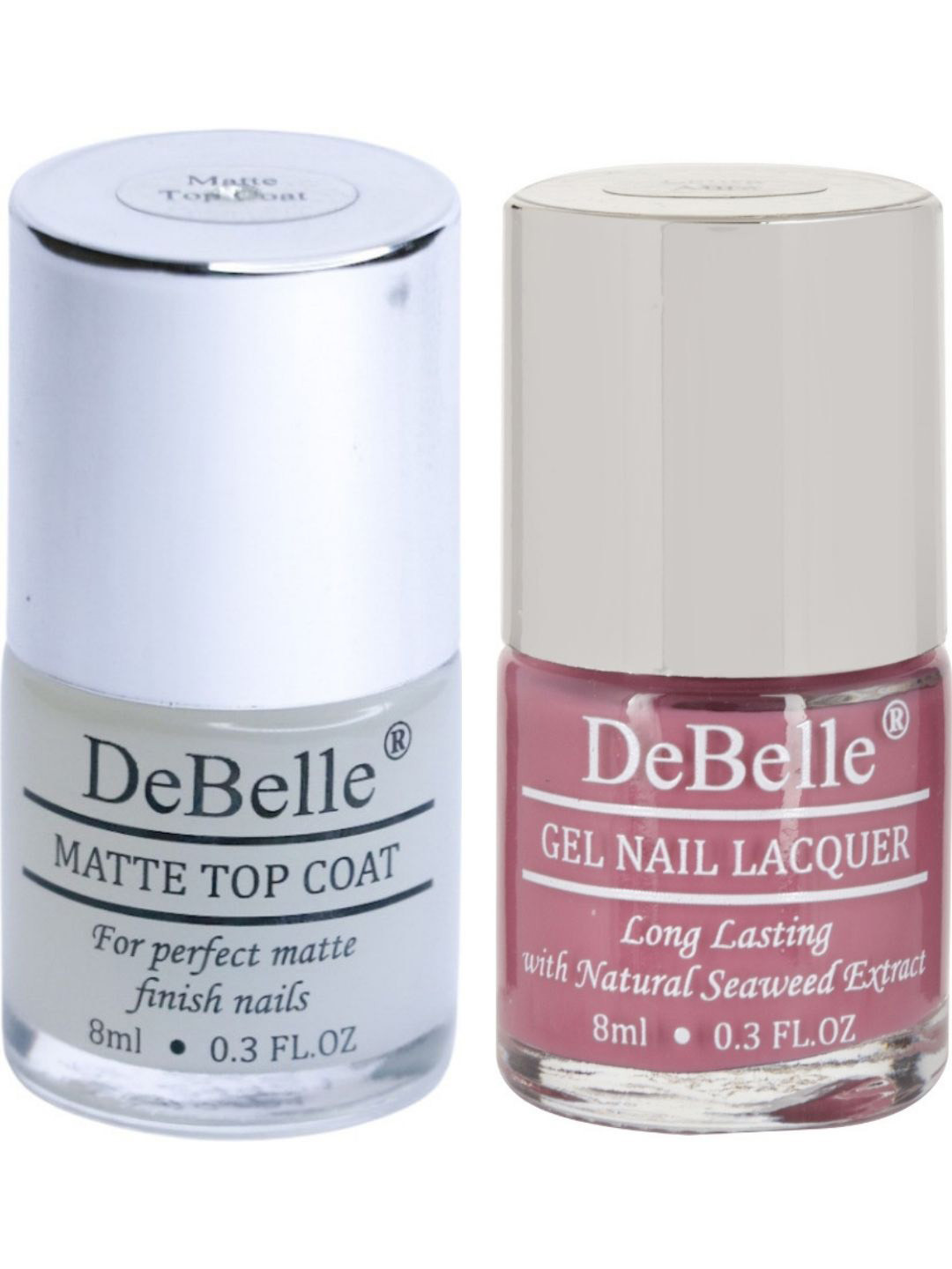 DeBelle Set Of 2 Gel Nail Polish - Laura Aura & Matte Top Coat - 8ml Each