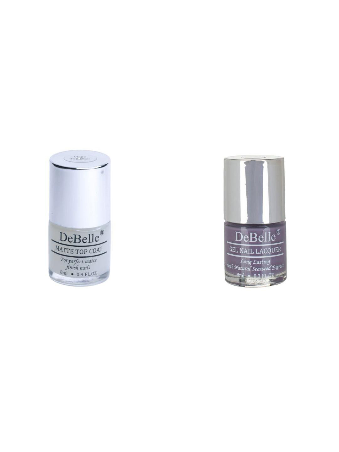 DeBelle Gel Nail Polish Gift Set of 2 Viola Dew & Matte Top Coat - 16 ml (8ml Each)