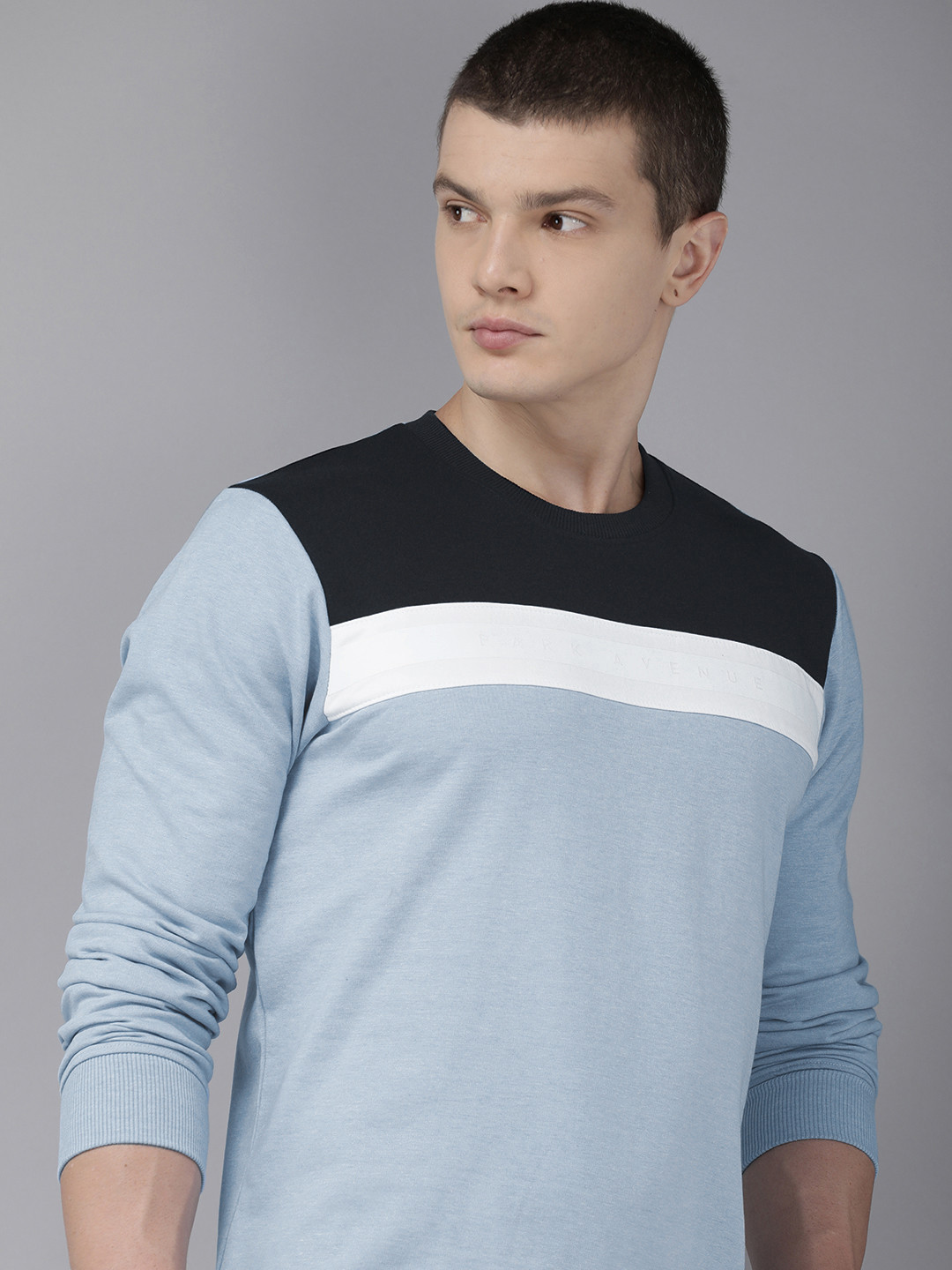Park Avenue Round Neck Colourblocked Sweatshirt