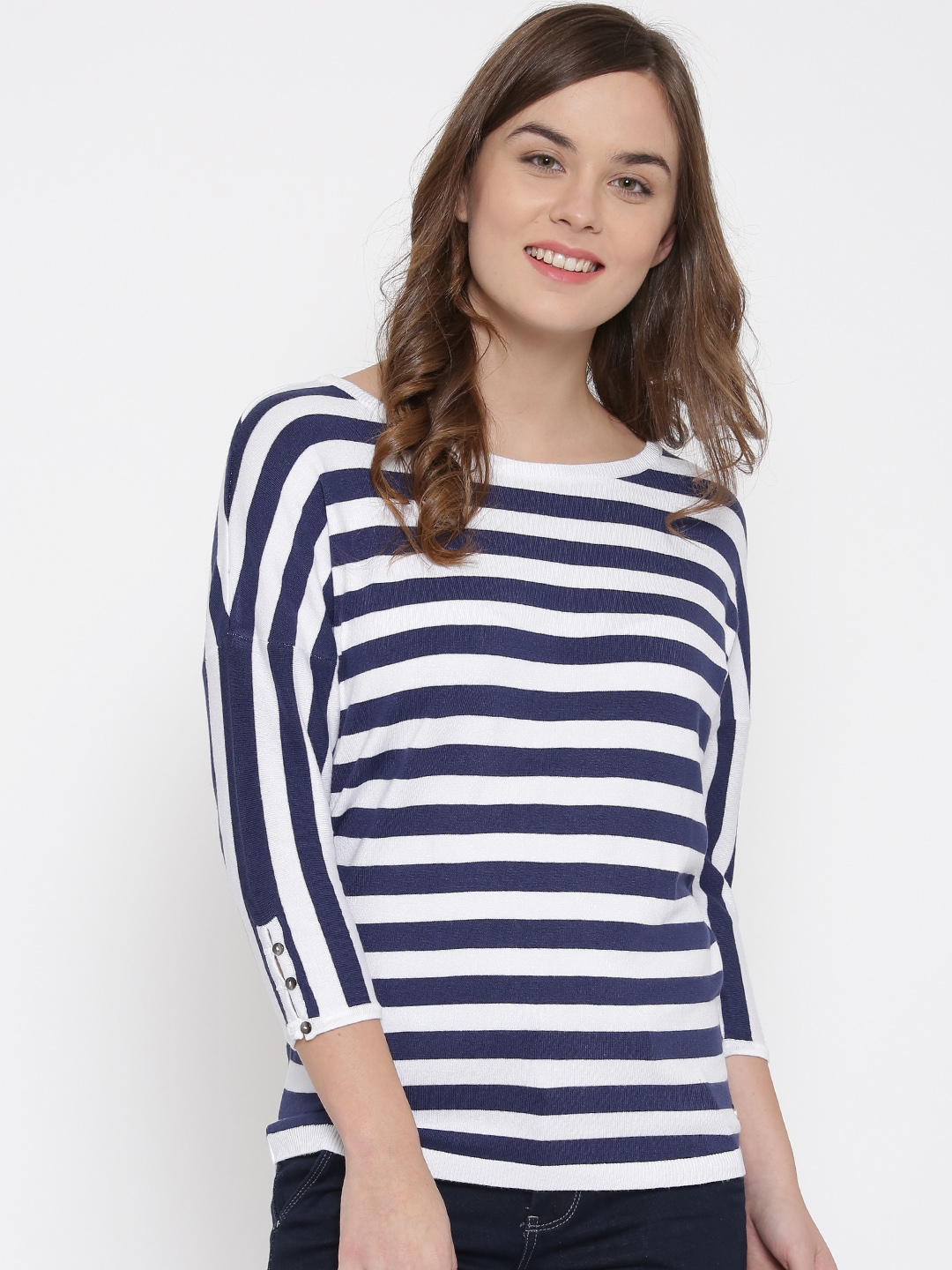 navy and white striped sweater womens