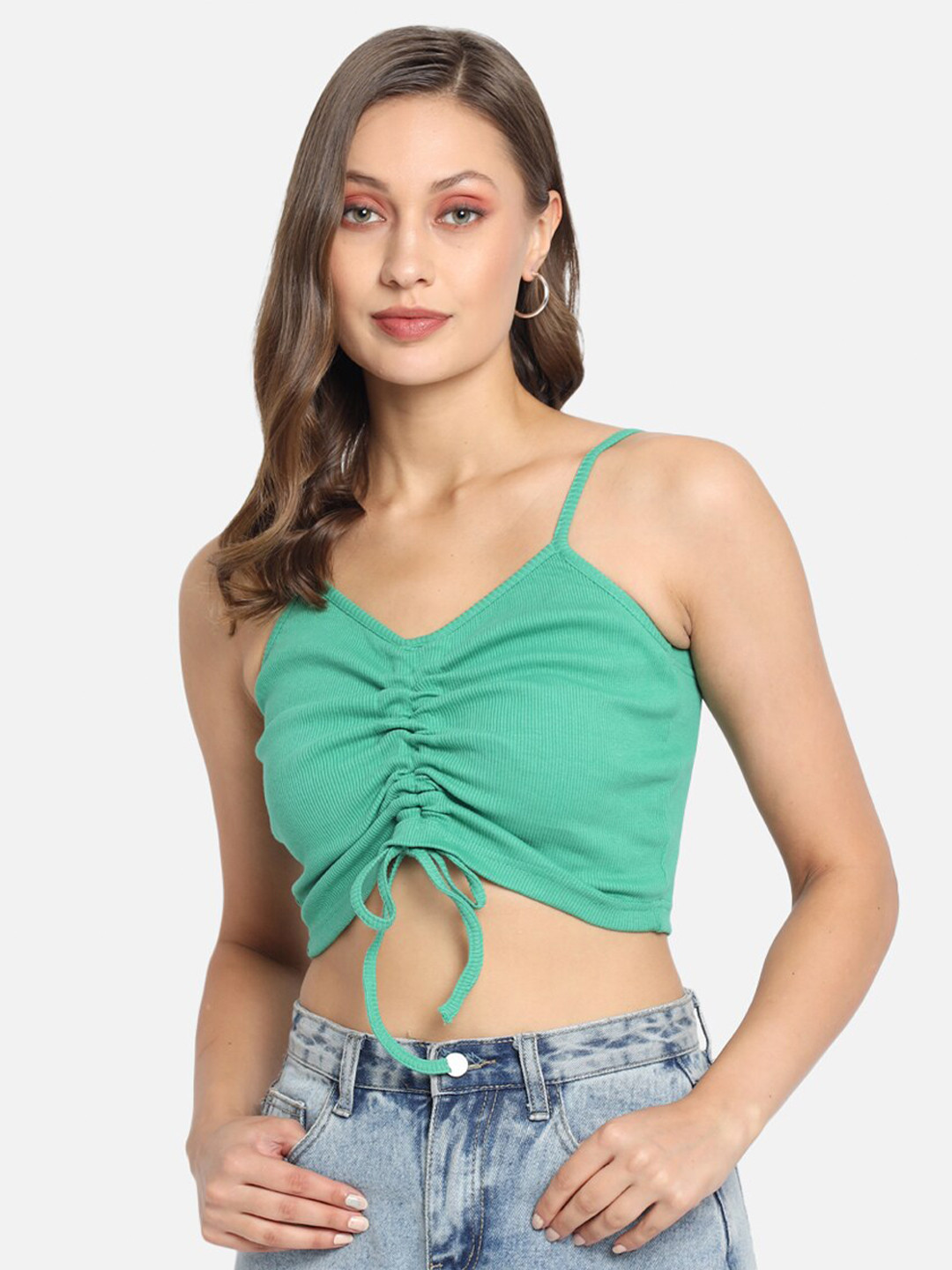 Trend Arrest Green Fitted Crop Top