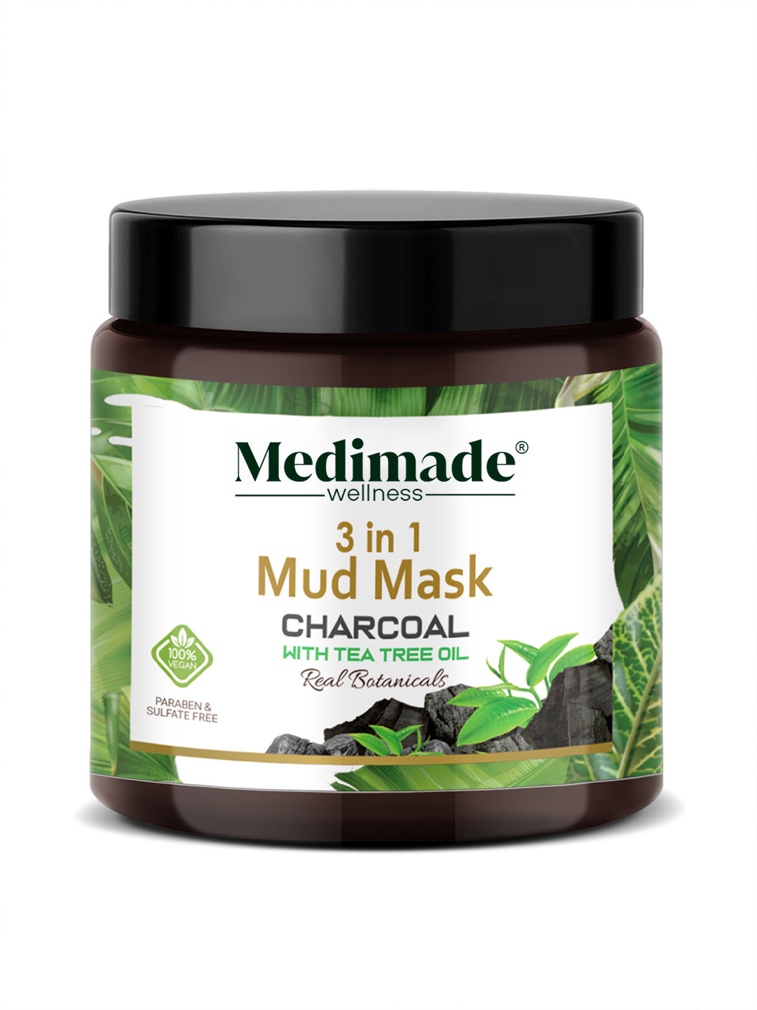 Medimade Activated Charcoal with Tea Tree Oil 3 in 1 Mud Mask - 100 gm