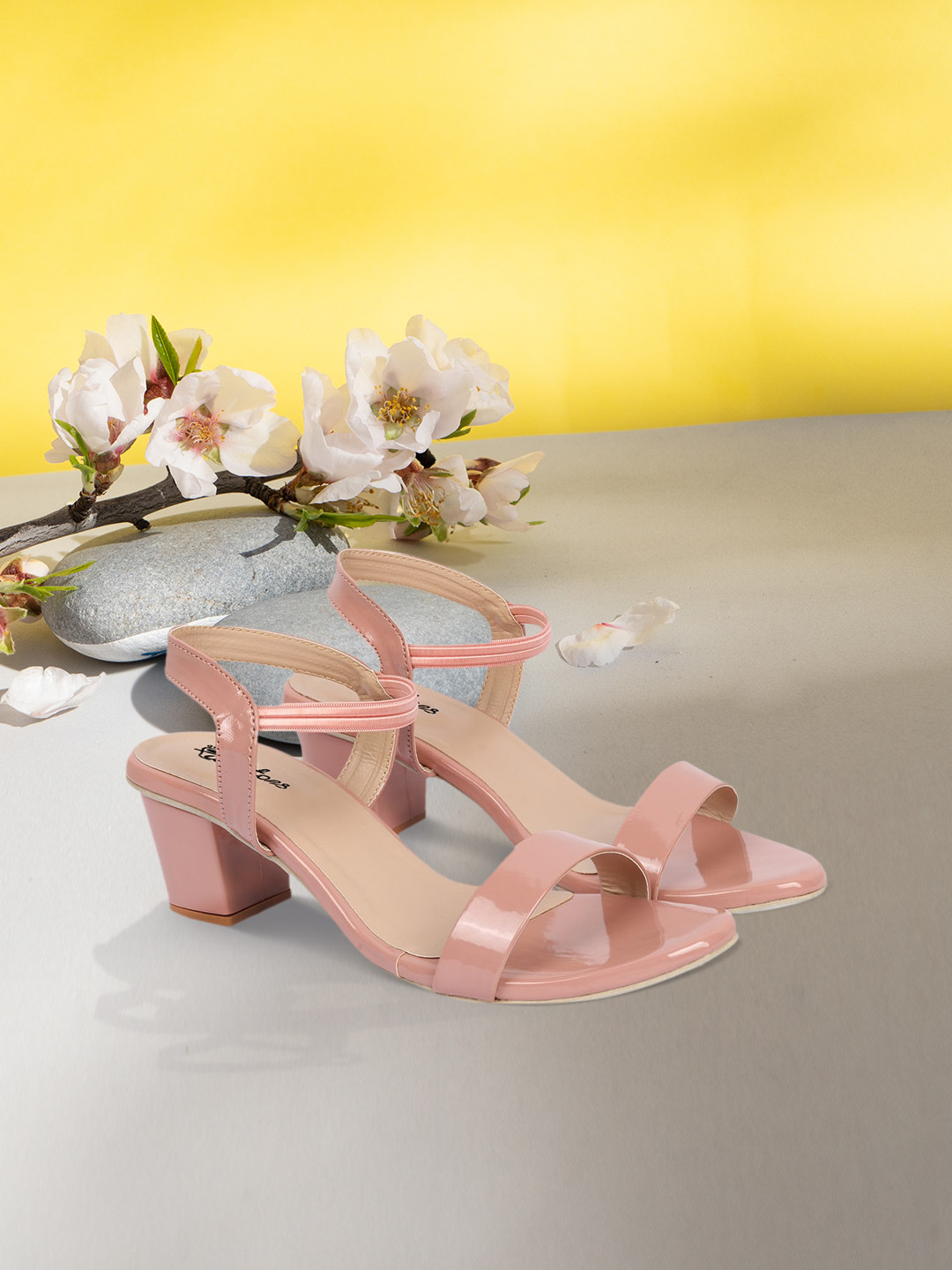 Picktoes Pink Textured Block Heels
