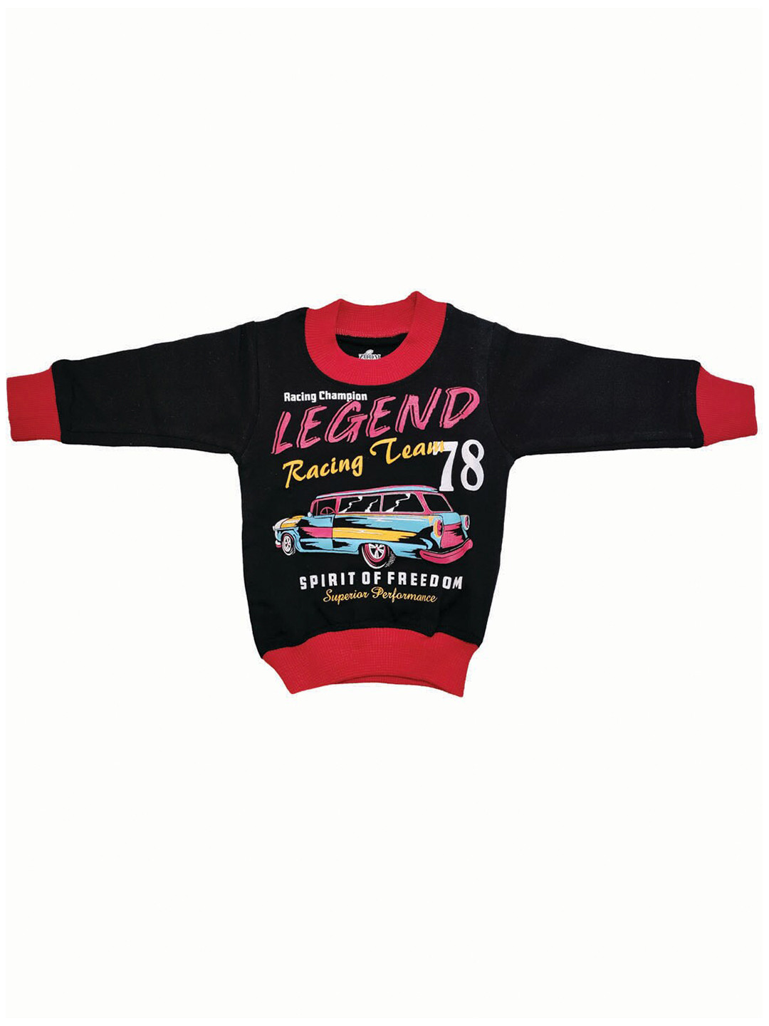 Zoom Minimondo Unisex Kids Black & Red Printed Cotton Sweatshirt