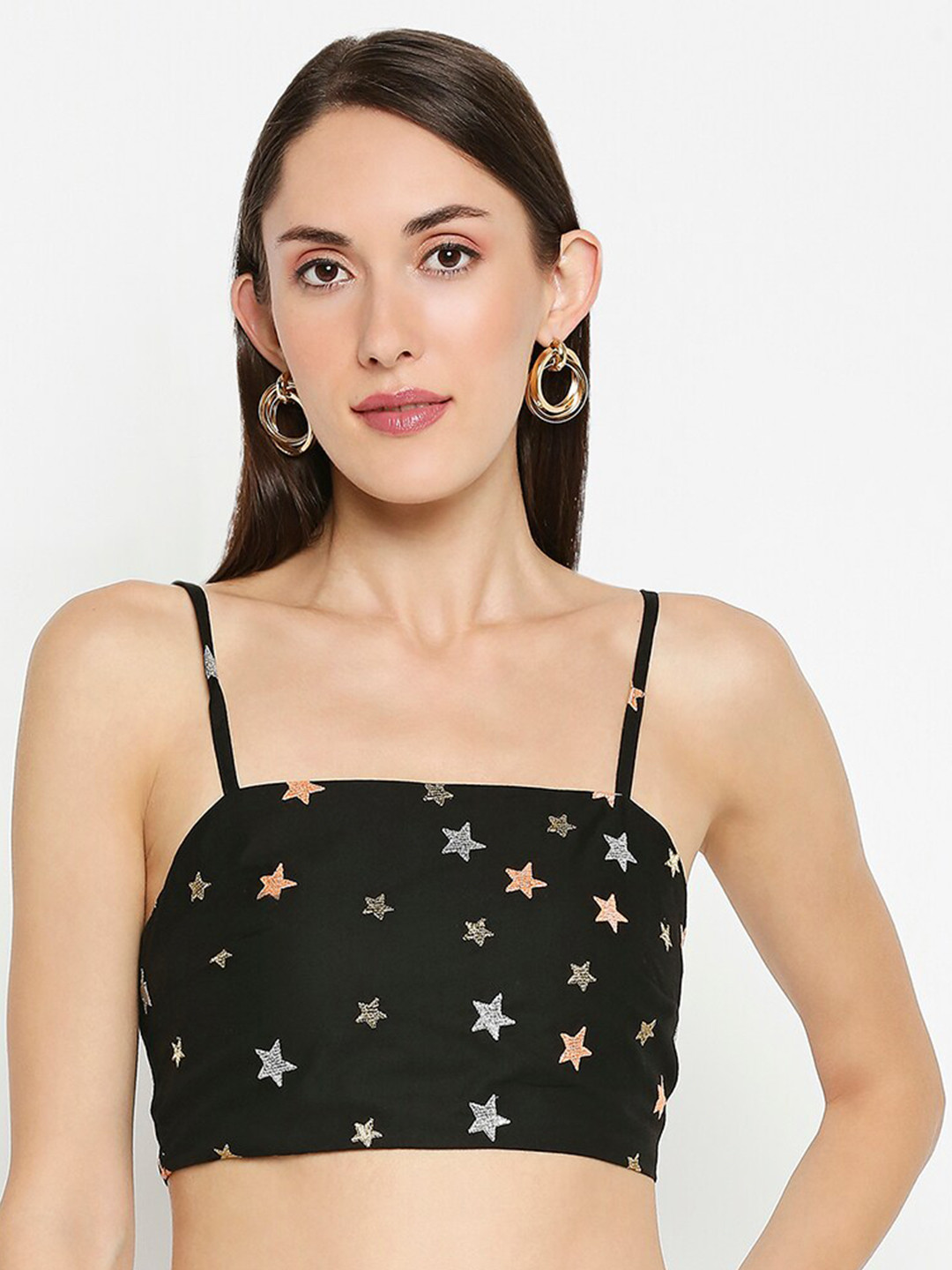 aaliya Black Embroidered Bralette Top