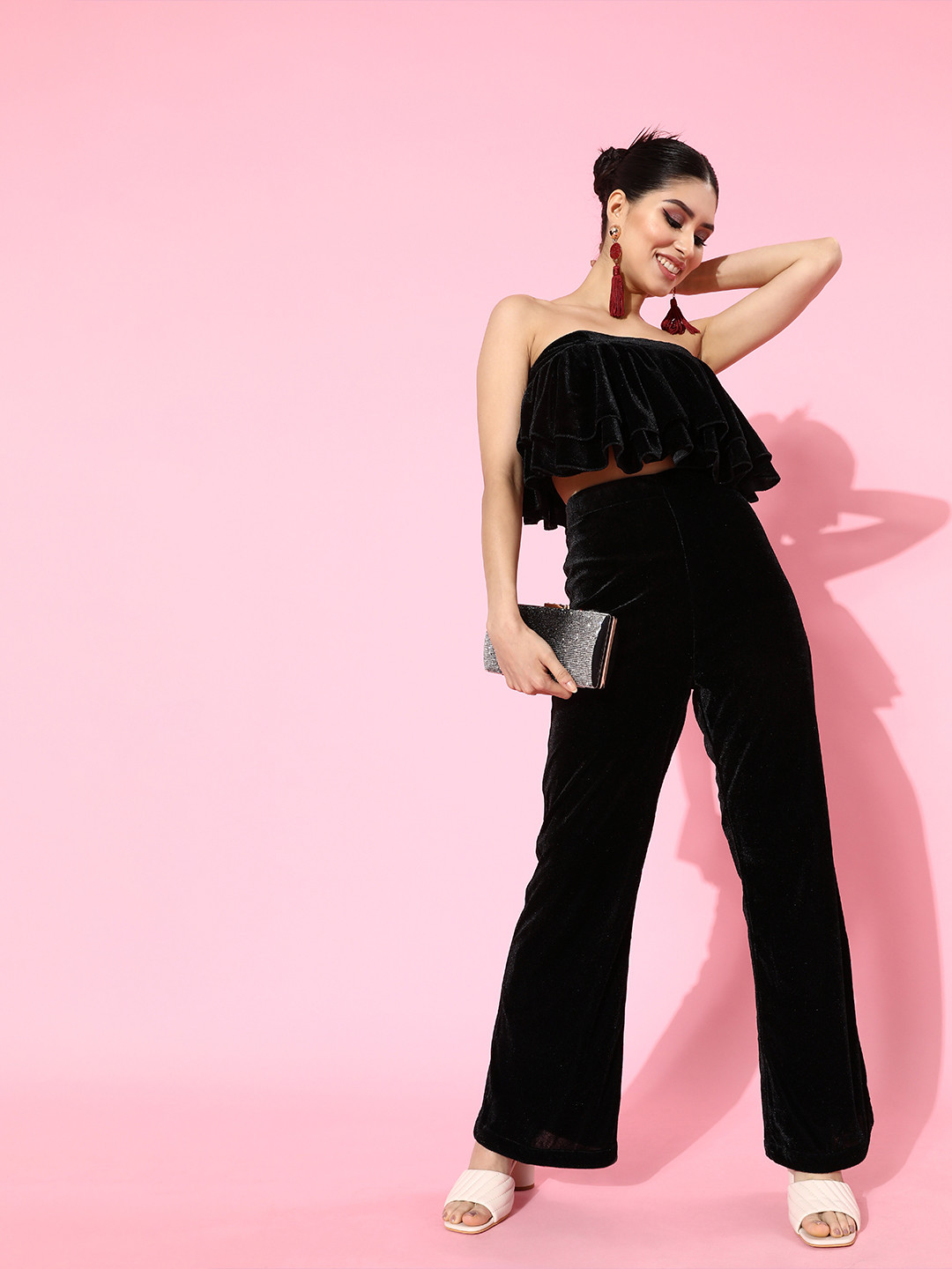 DODO & MOA Black Strapless Two-Piece with Ruffles