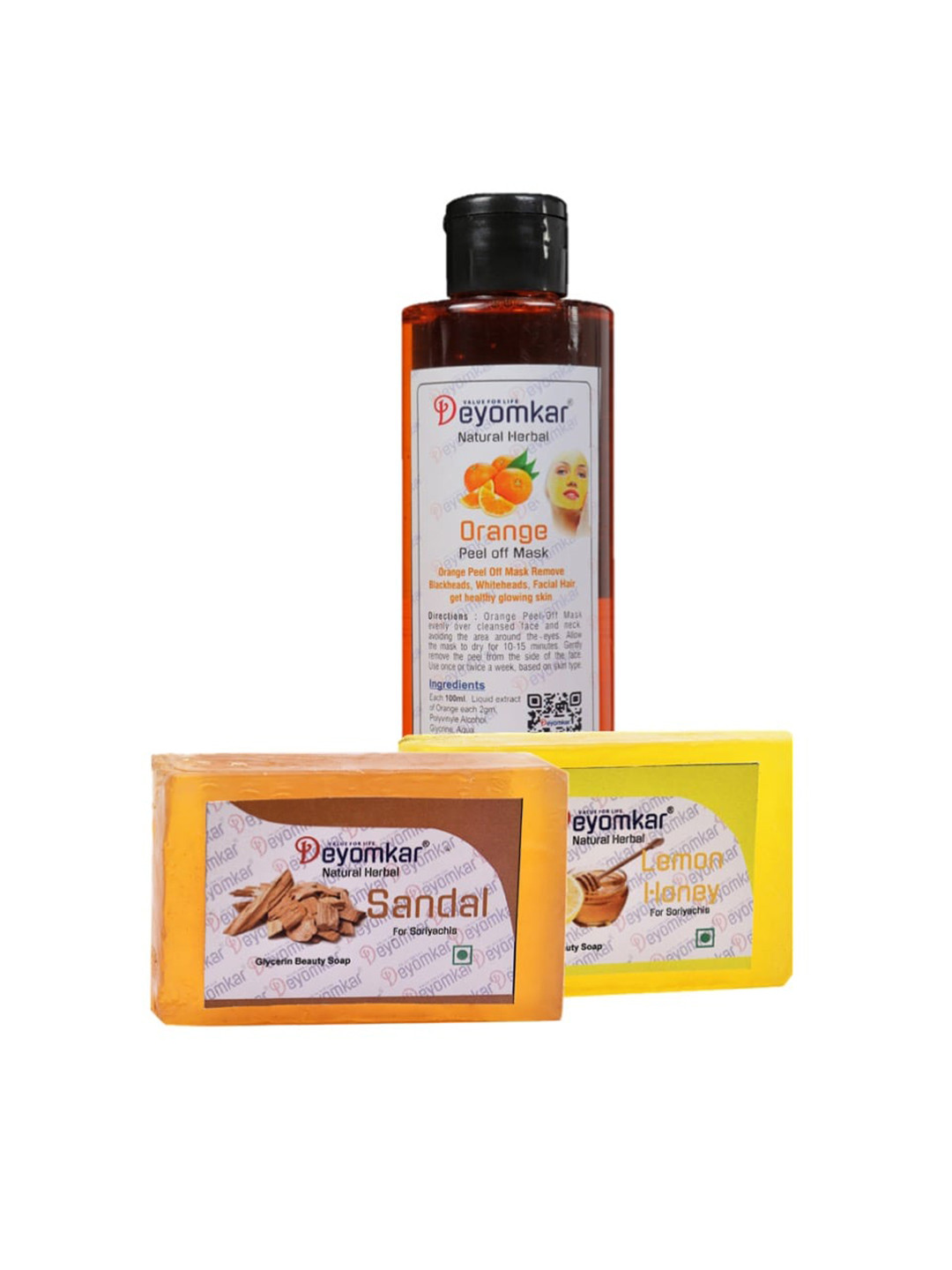 Deyomkar Herbal Orange Peel Of Mask with Sandal Wood Soap And Lemon Honey Soap