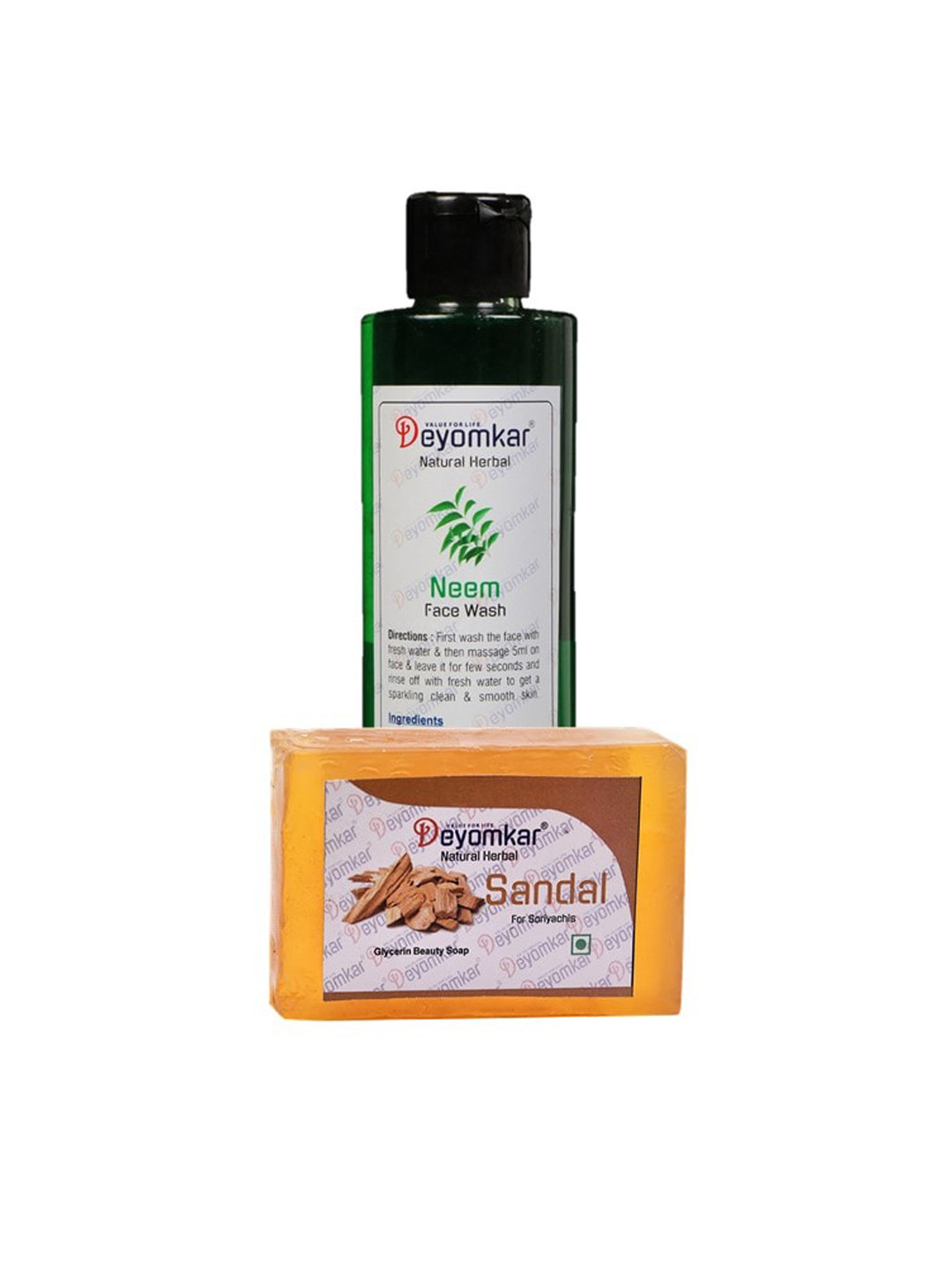 Deyomkar 2 Pcs Herbal Neem Face Wash with Sandalwood Soap