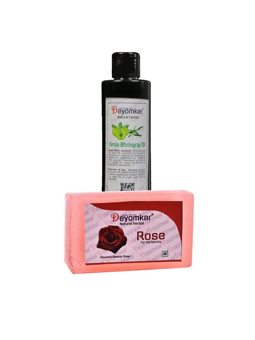 Deyomkar Herbal Amla Brinjraj Oil with Rose Soap Combo