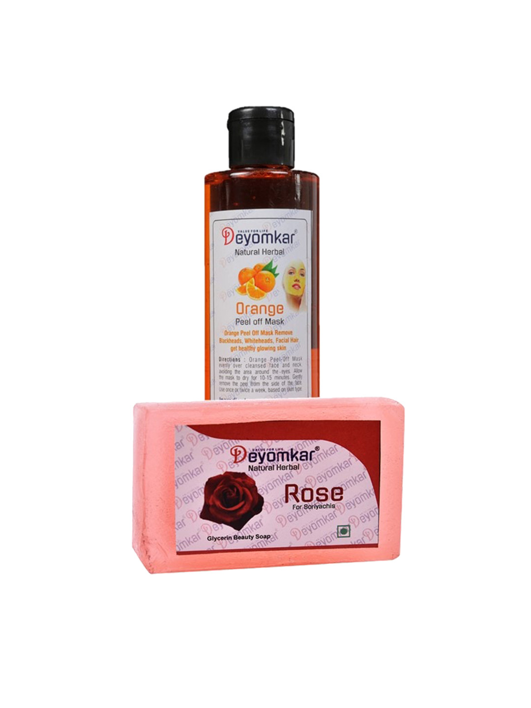 Deyomkar Set of 2 Herbal Orange Peel Of Mask with Rose Soap