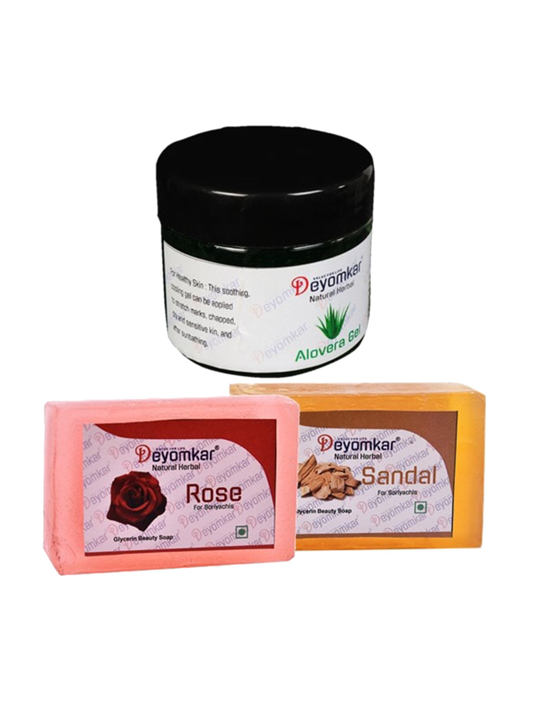 Deyomkar Herbal Alovera Gel with Sandal Wood & Rose Soaps