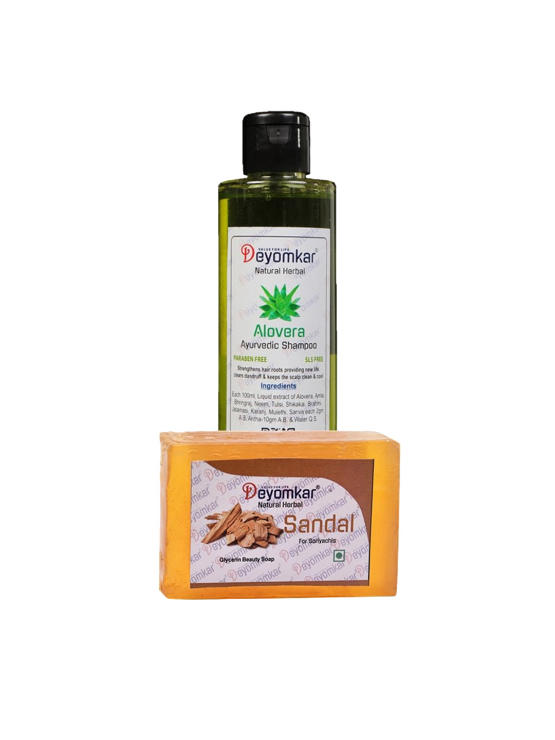 Deyomkar 2 Pcs Herbal Alovera Shampoo with Sandalwood Soap