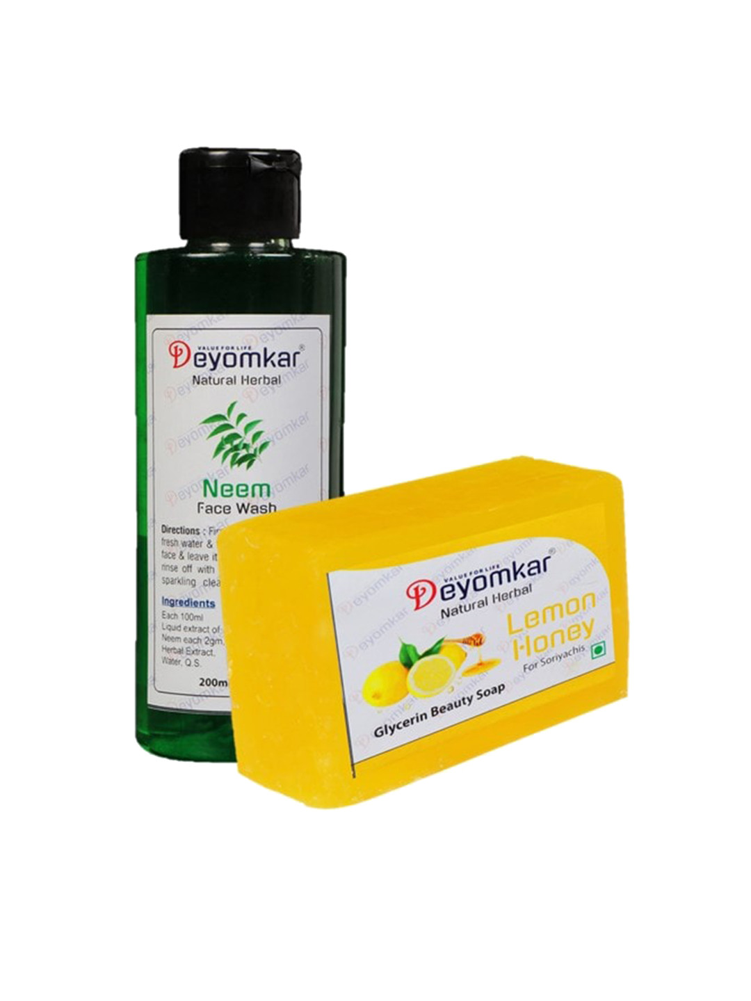 Deyomkar Herbal Neem Face Wash with Lemon Honey Soap Combo
