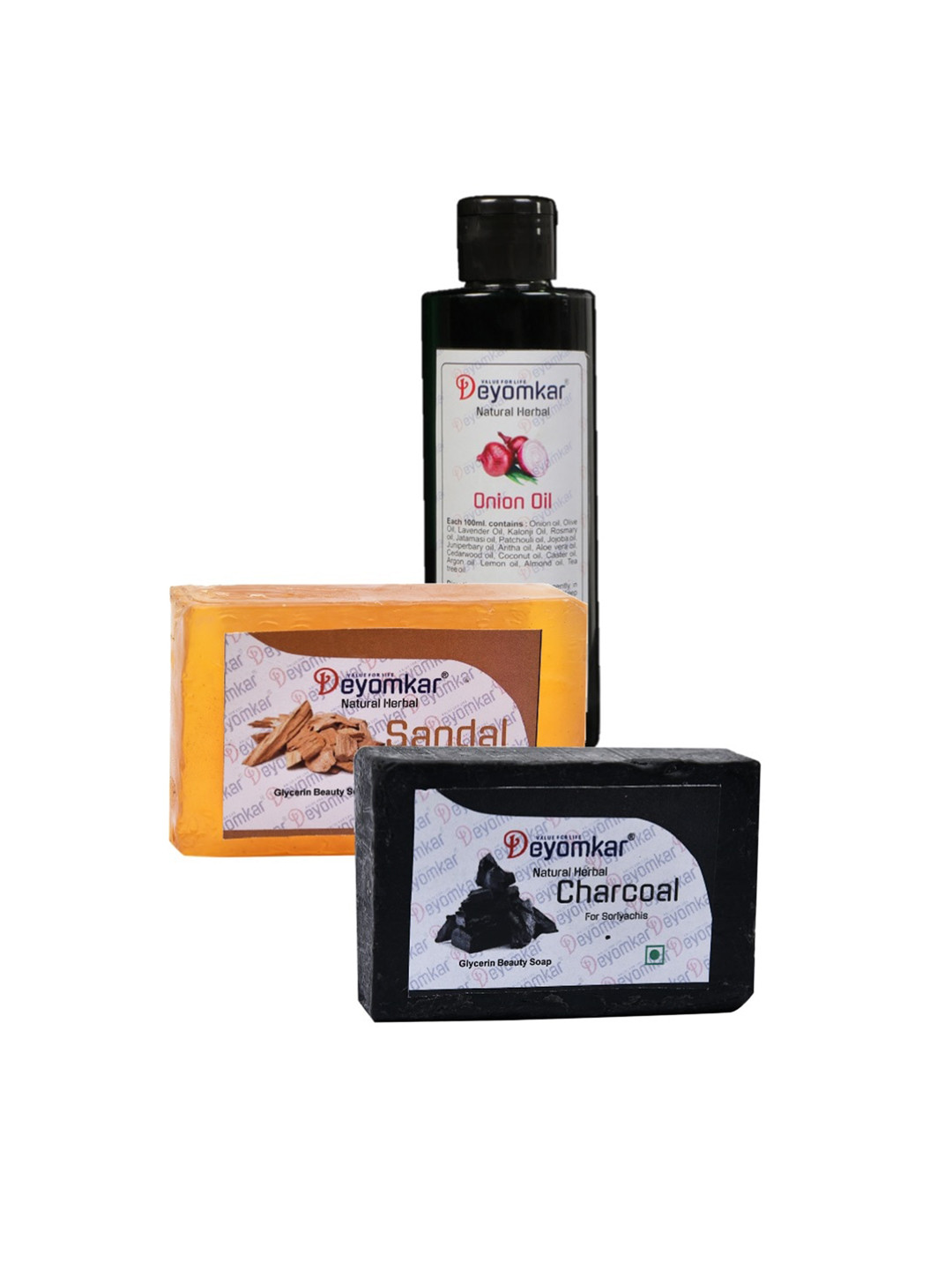 Deyomkar Herbal Onion Oil with Sandal Wood & Charcoal Soaps