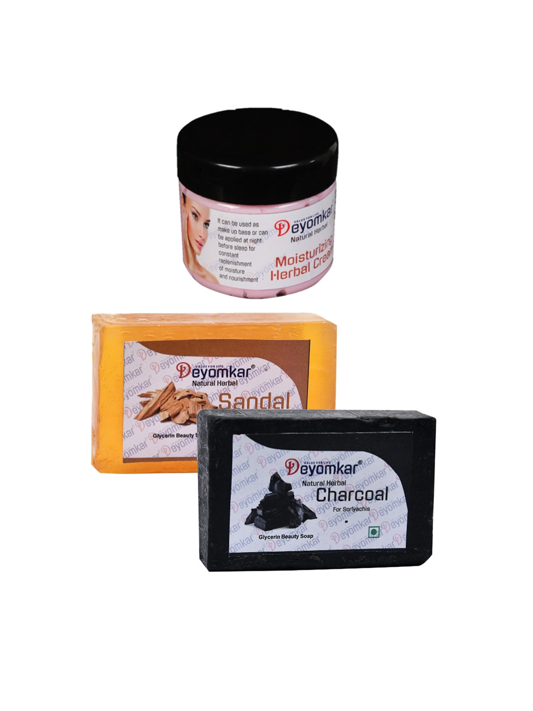 Deyomkar Herbal Cream with Sandal Wood & Charcoal Soaps