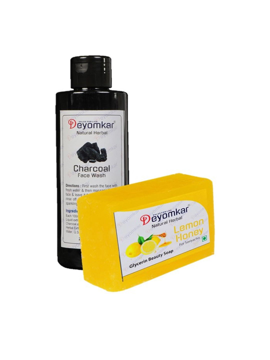 Deyomkar 2 Pcs Herbal Neem Face Wash with Lemon Honey Soap