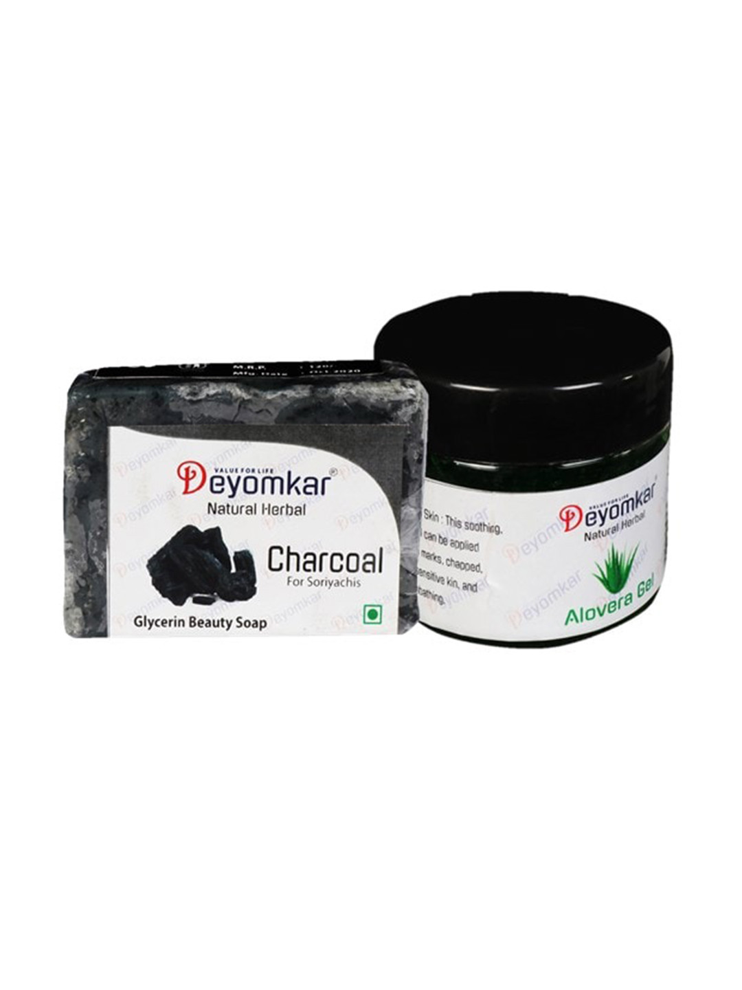 Deyomkar Set of Herbal Alovera Gel & Charcoal Soap