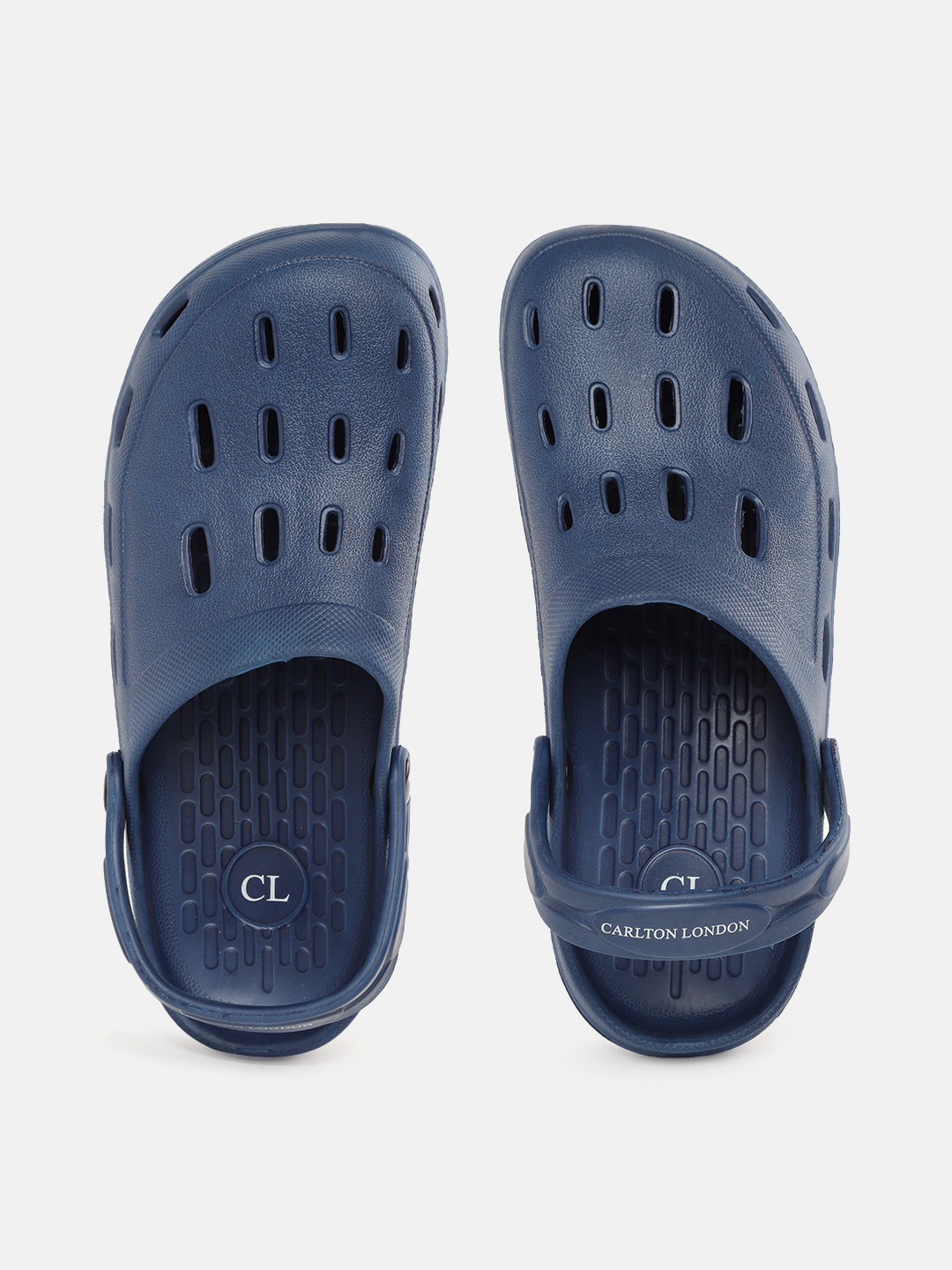 Carlton London Men Navy Blue Solid Clogs with Cut-Outs