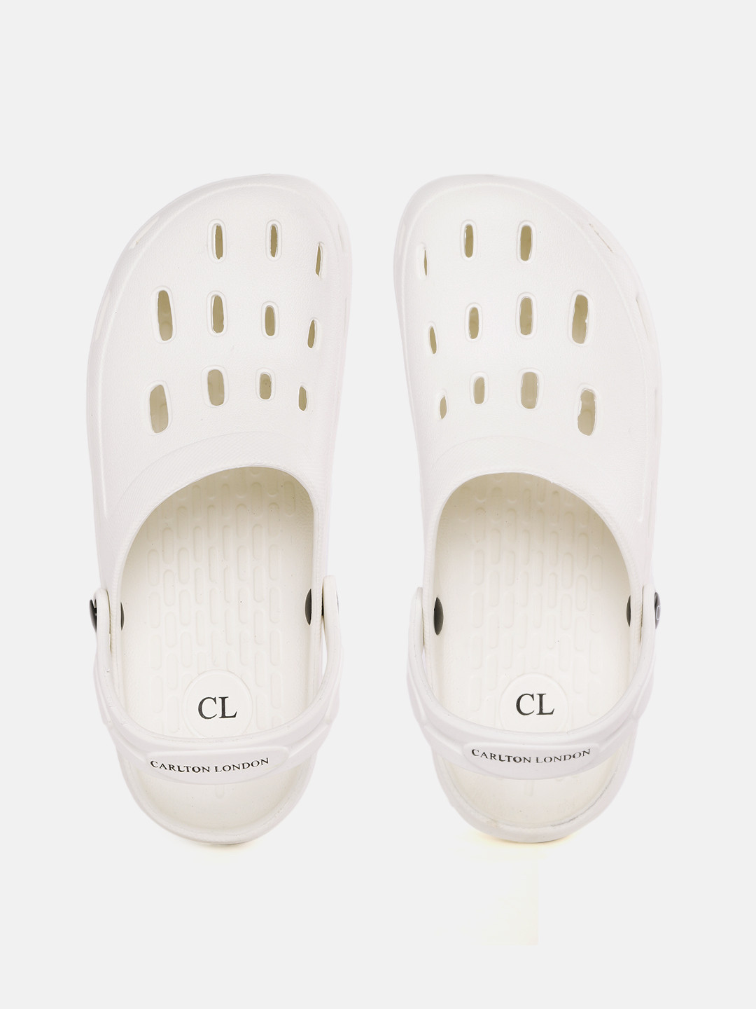 Carlton London Men Off White Solid Clogs with Cut-Outs